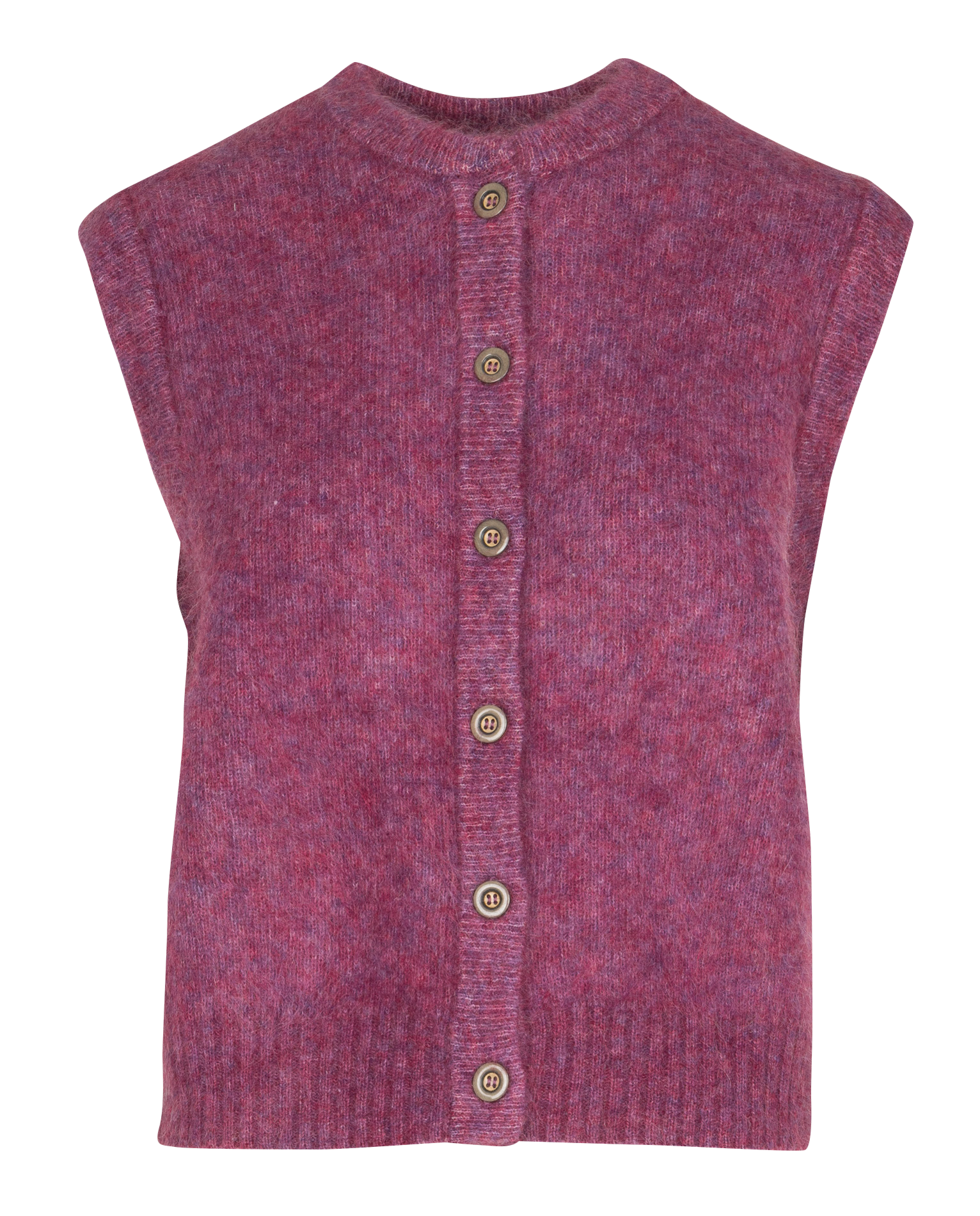 Sleeveless oversized round neck vest in blended mohair MAISON 123