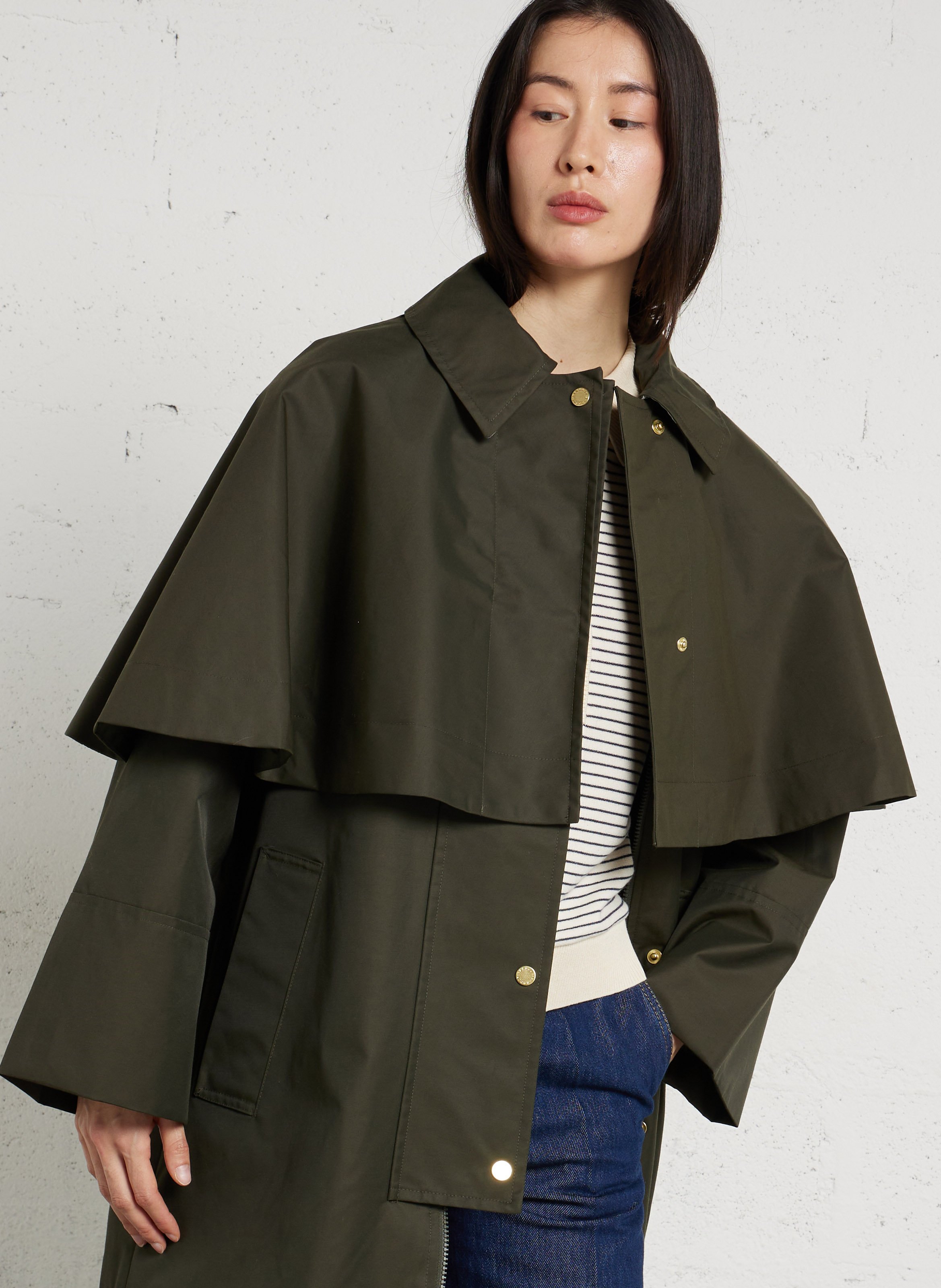 Veste imperméable à cape unie BARBOUR Kaki