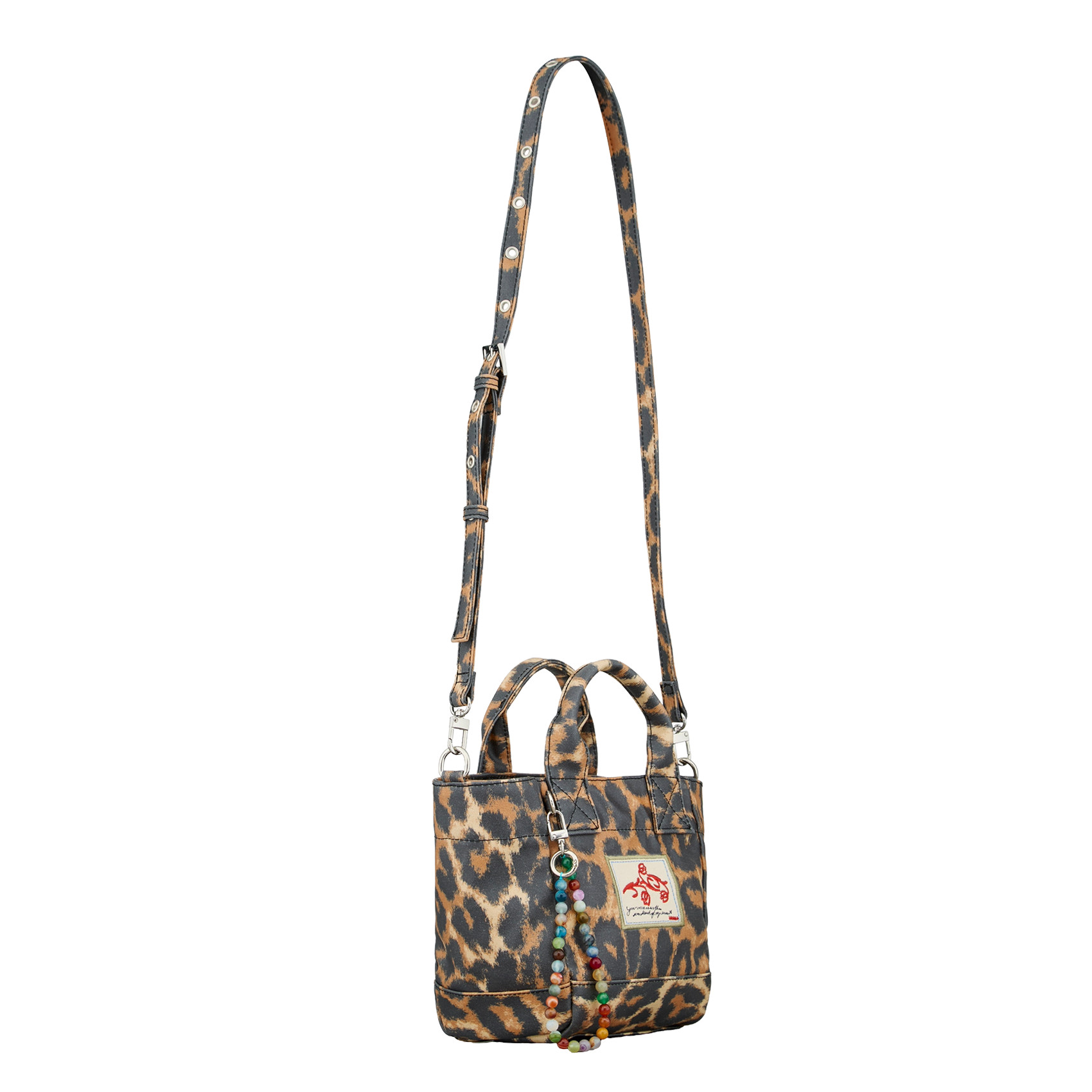 Bolso bandolera de leopardo con llavero BECKSONDERGAARD Negro