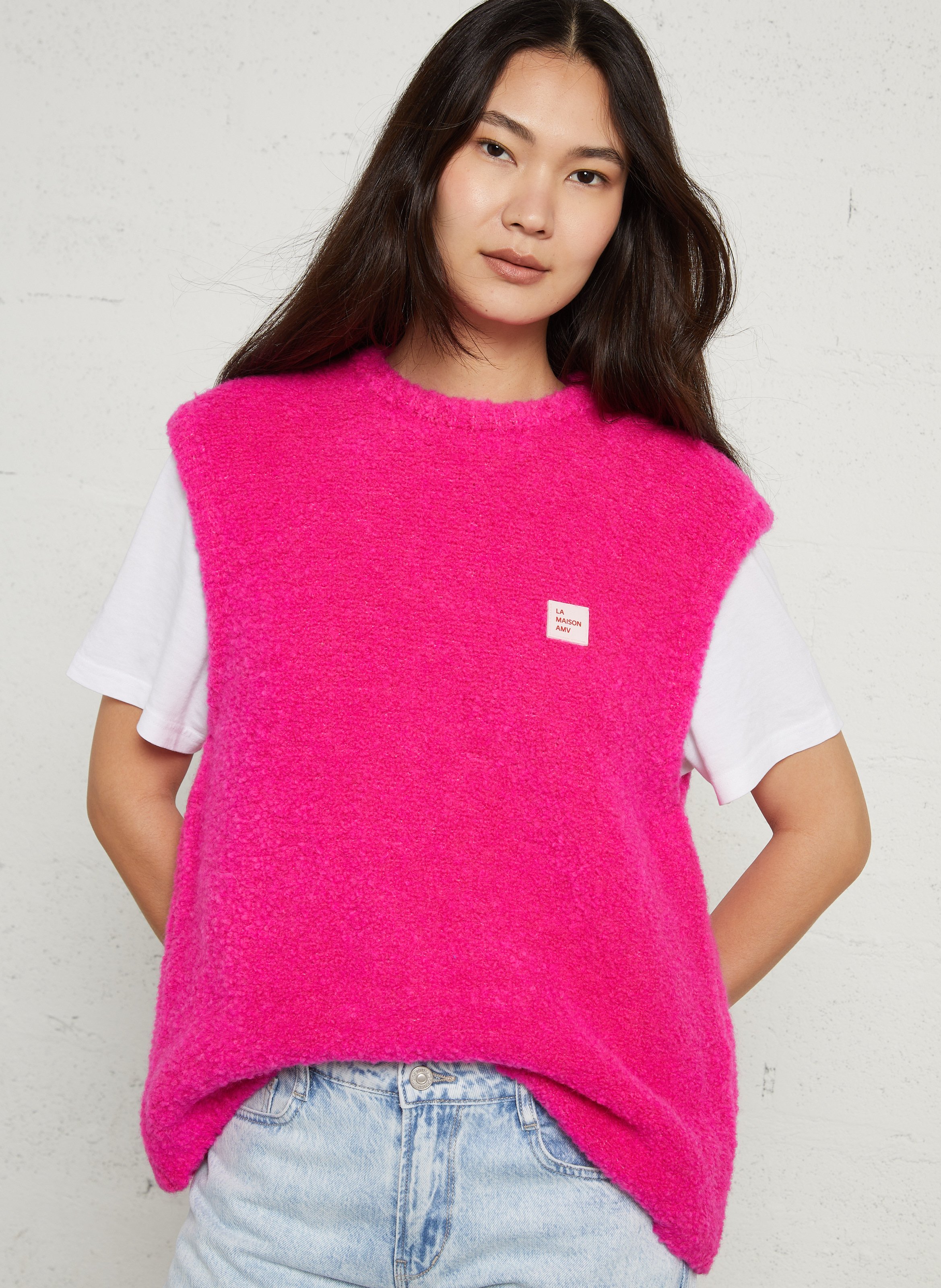 Long wool-blend knit cardigan AMERICAN VINTAGE Pink