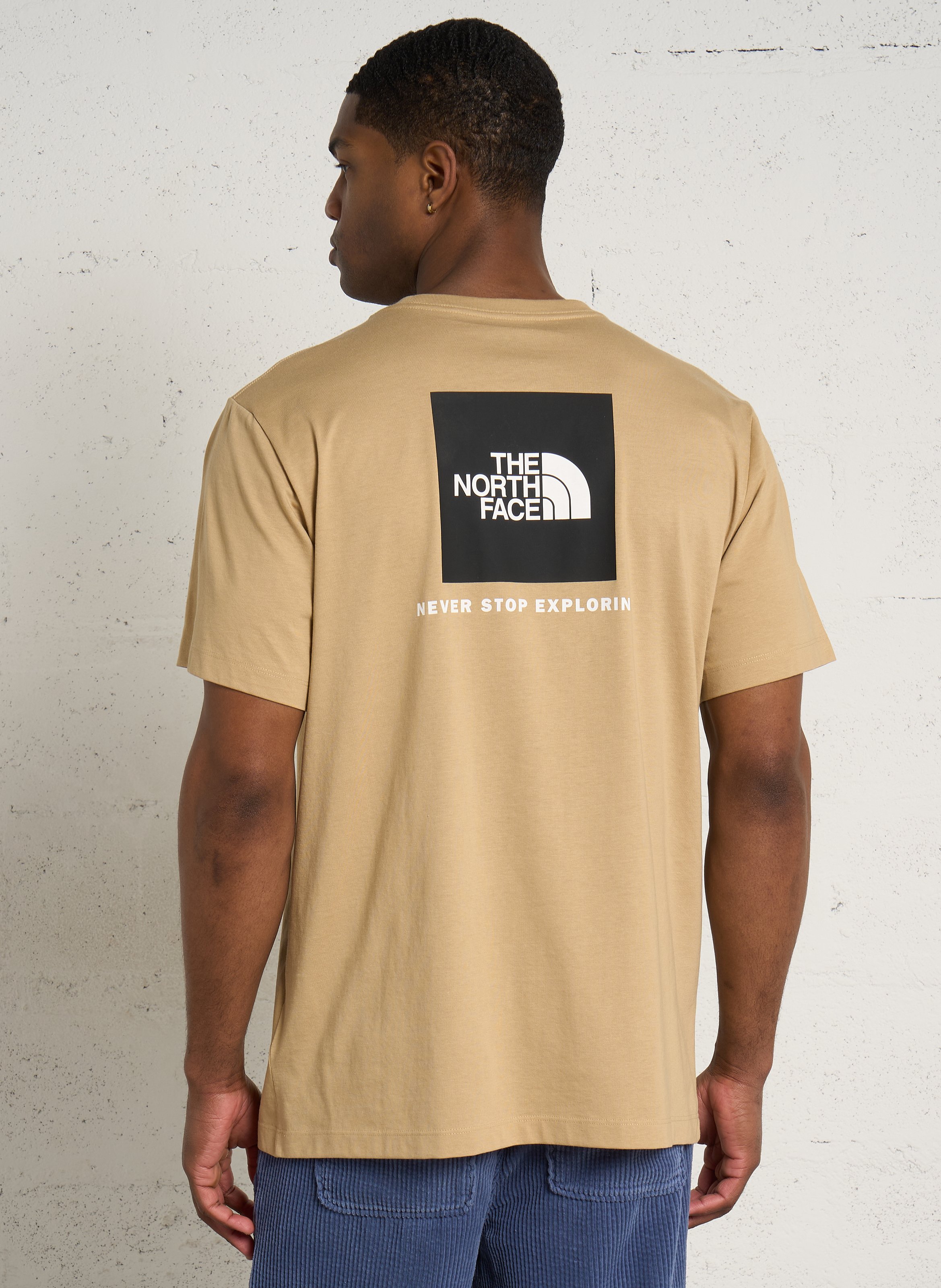 Straight round-neck cotton T-shirt with screen print THE NORTH FACE Beige