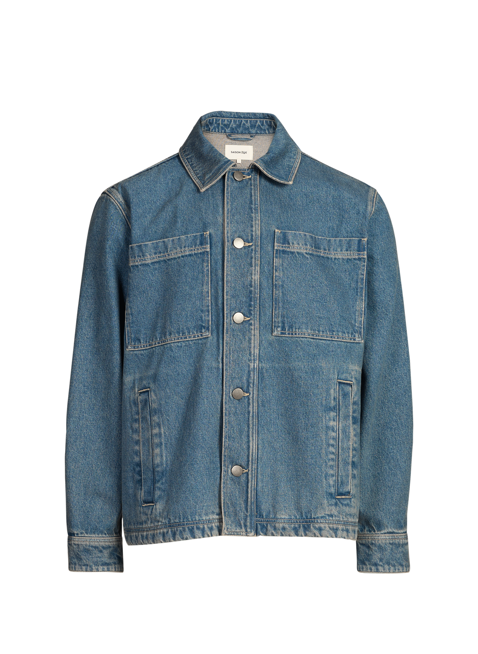 Oversize cotton jacket with classic collar SAISON 1865 Blue