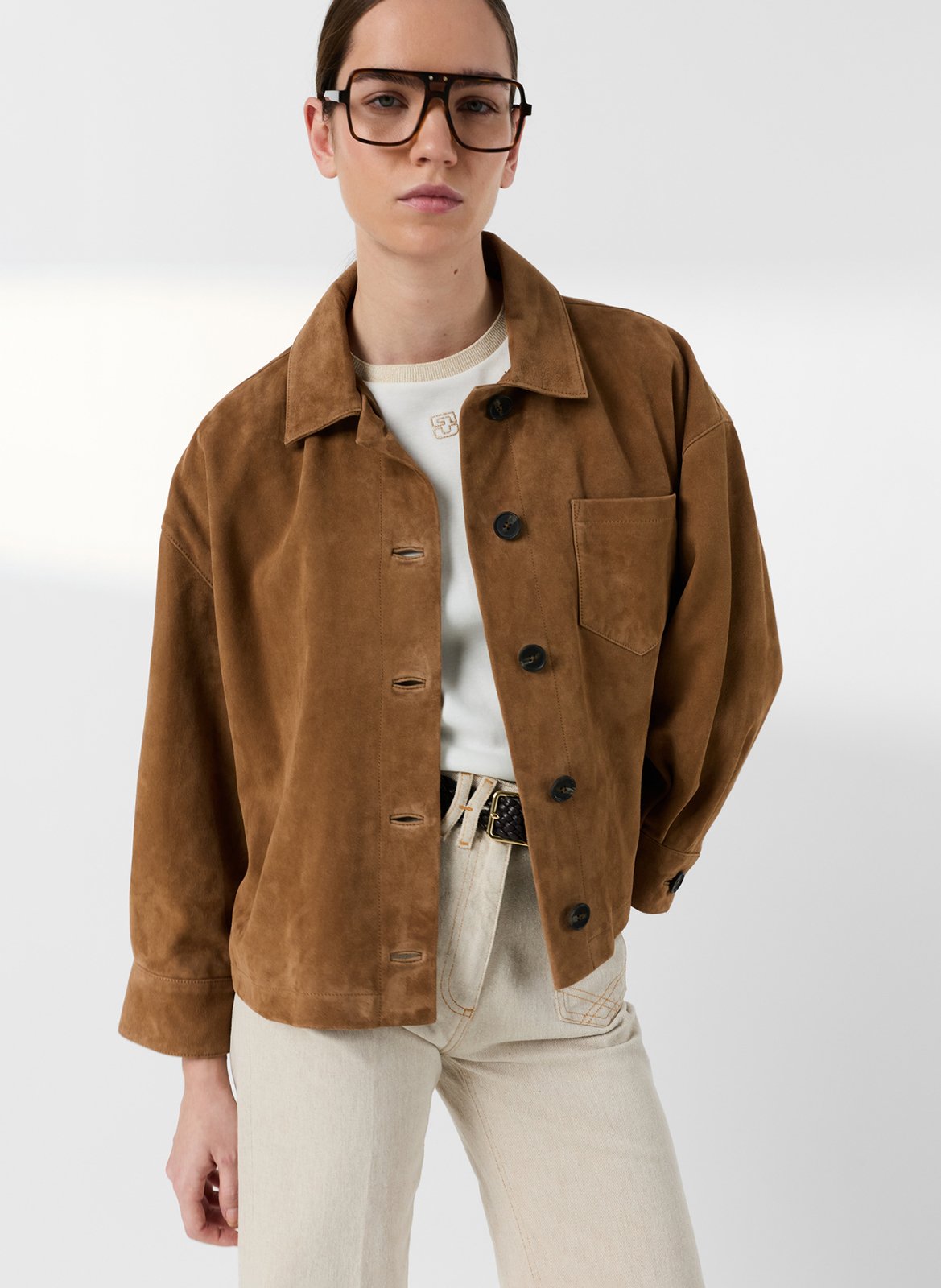 Lambskin leather jacket with classic collar GERARD DAREL Brown