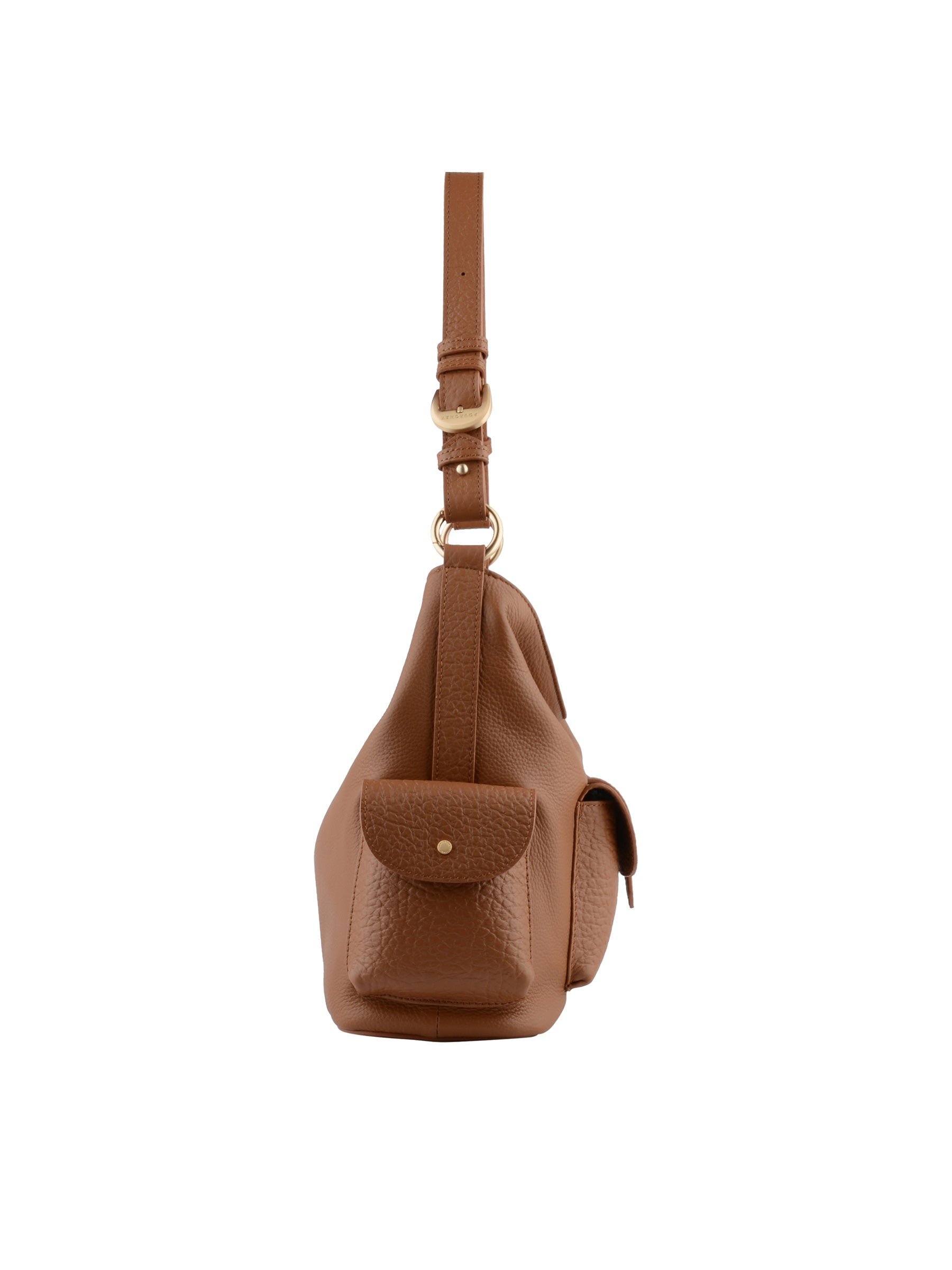 Calfskin leather shoulder bag POURCHET Golden