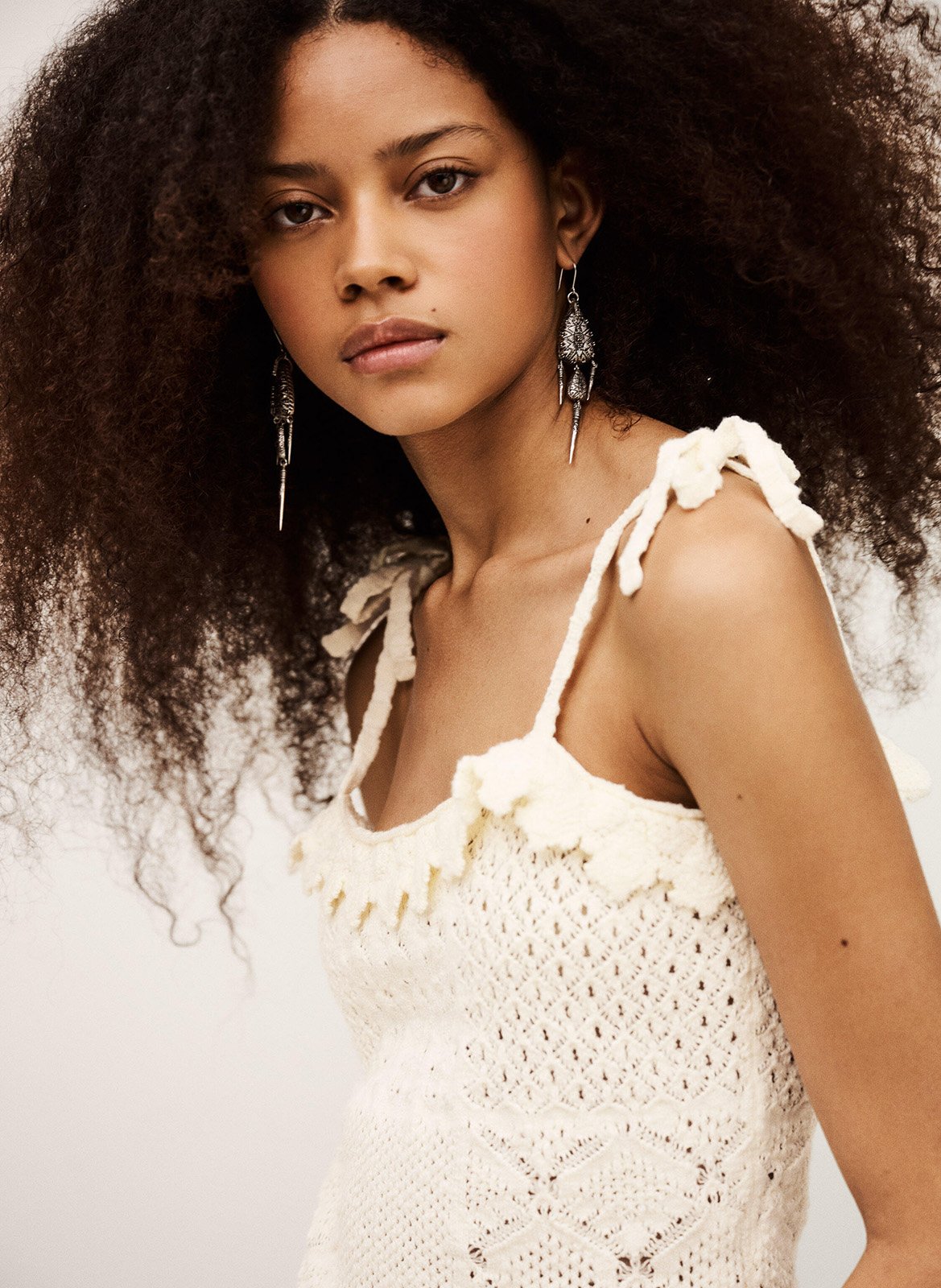 Débardeur col rond en maille de coton BA&SH Beige