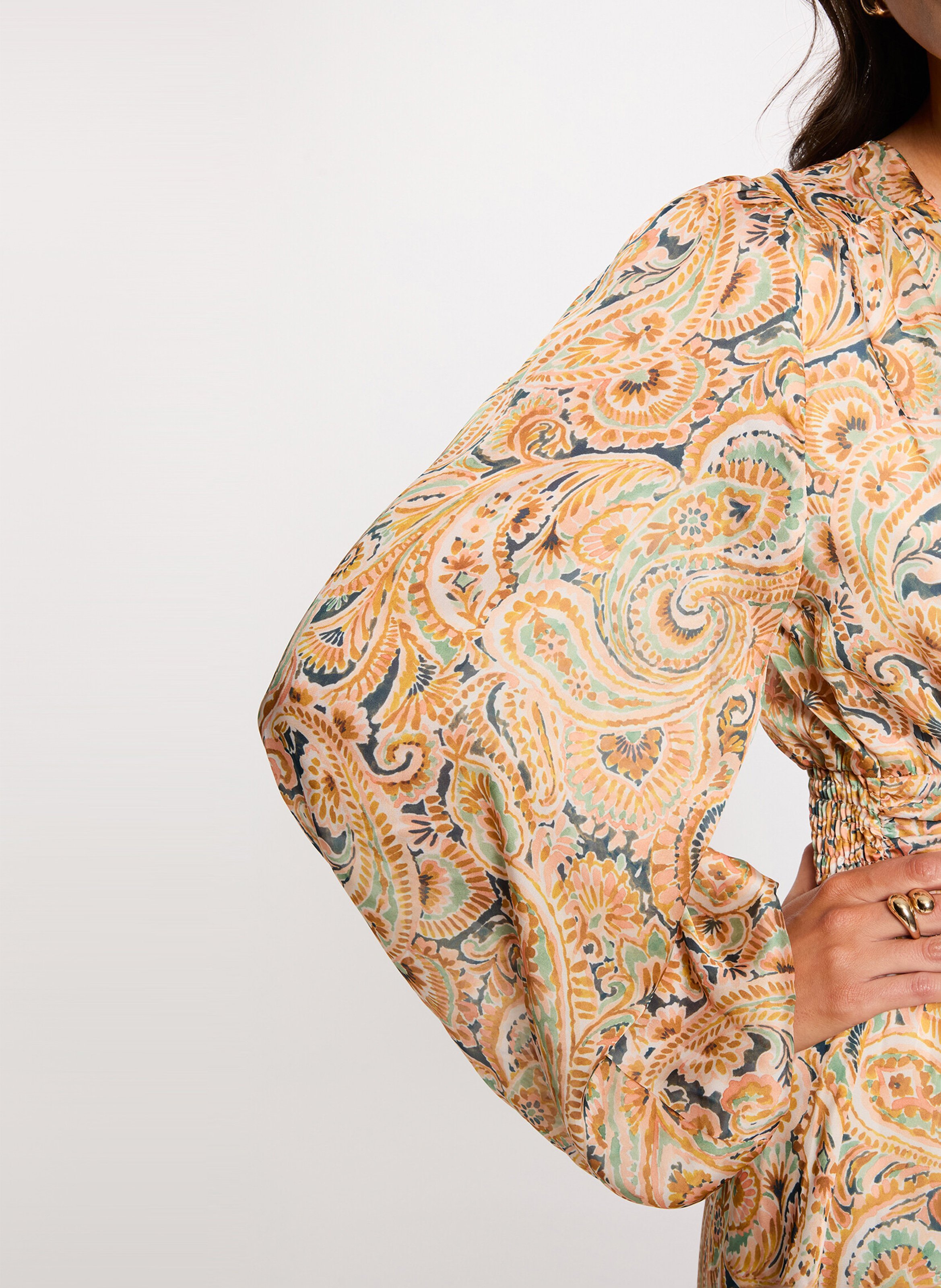 Robe midi imprimée col v MORGAN Multicolore