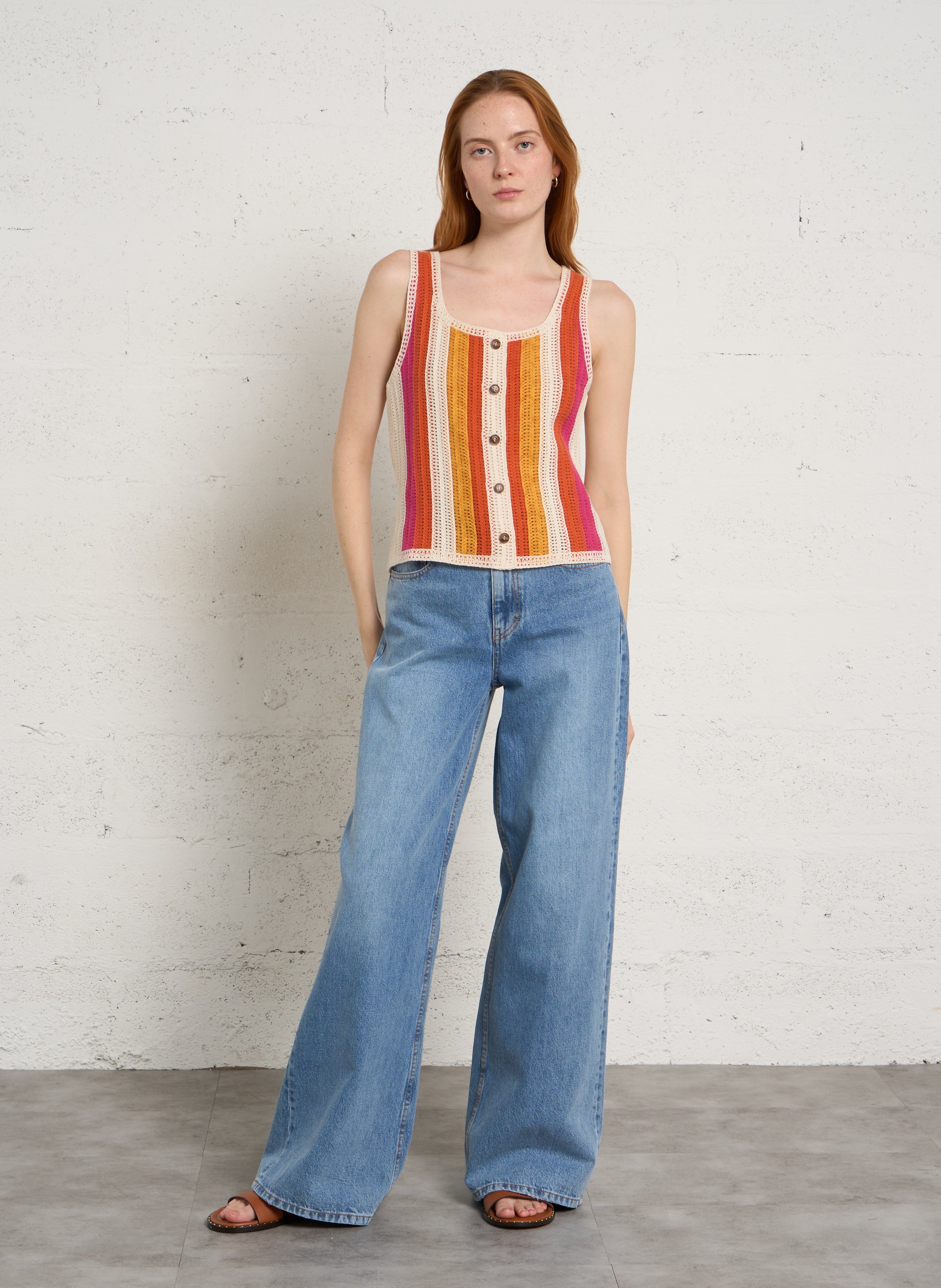 Top oversize col rond en coton mélangé LA PETITE ETOILE Multicolore