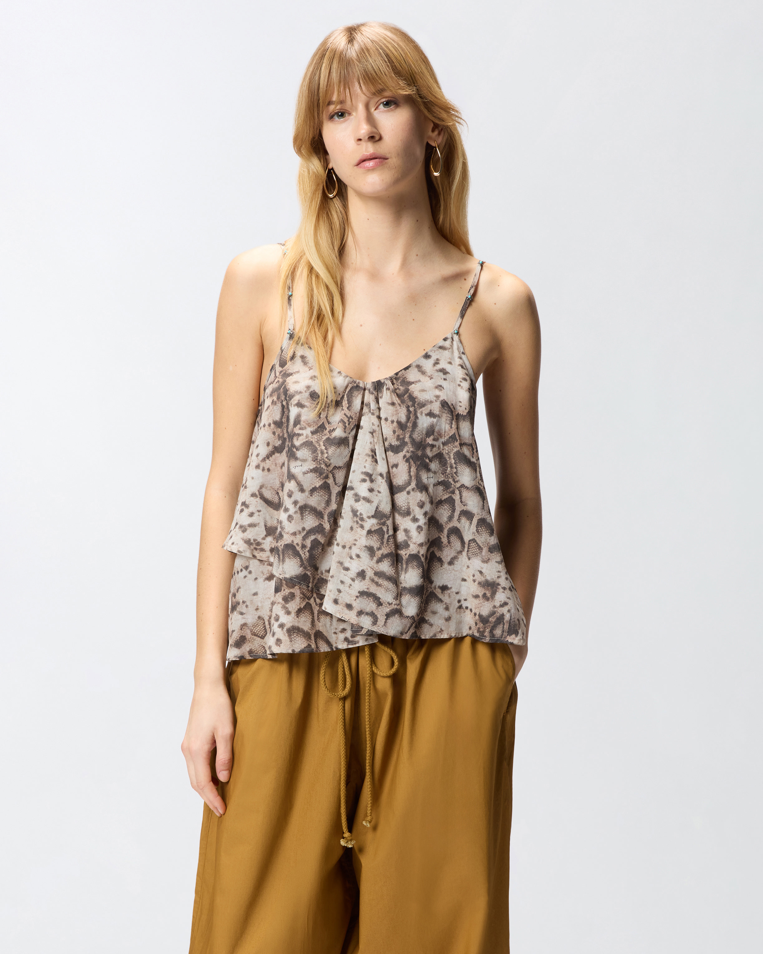 Top à fines bretelles et imprimé serpent PINKO Multicolore