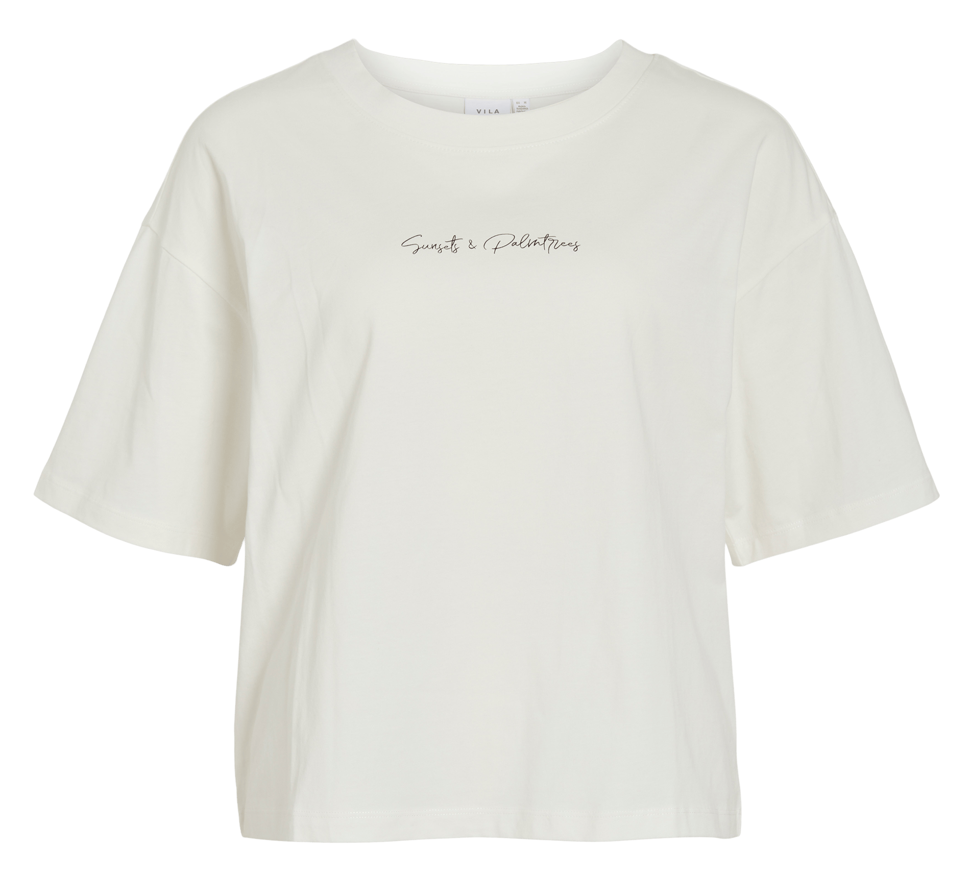 Round-neck organic cotton T-shirt VILA White