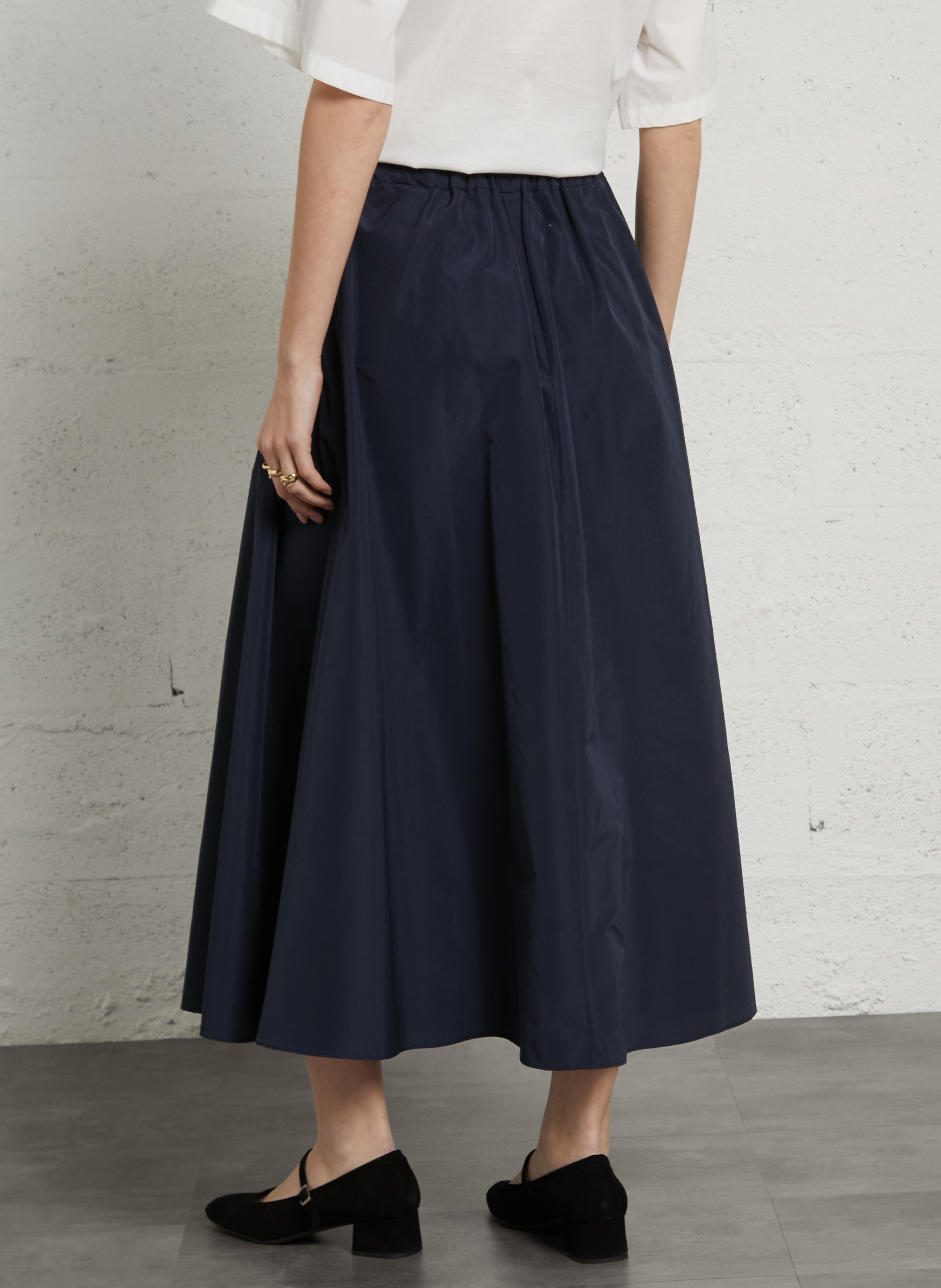 Jupe midi évasée à plis unie MAX MARA WEEK END Bleu