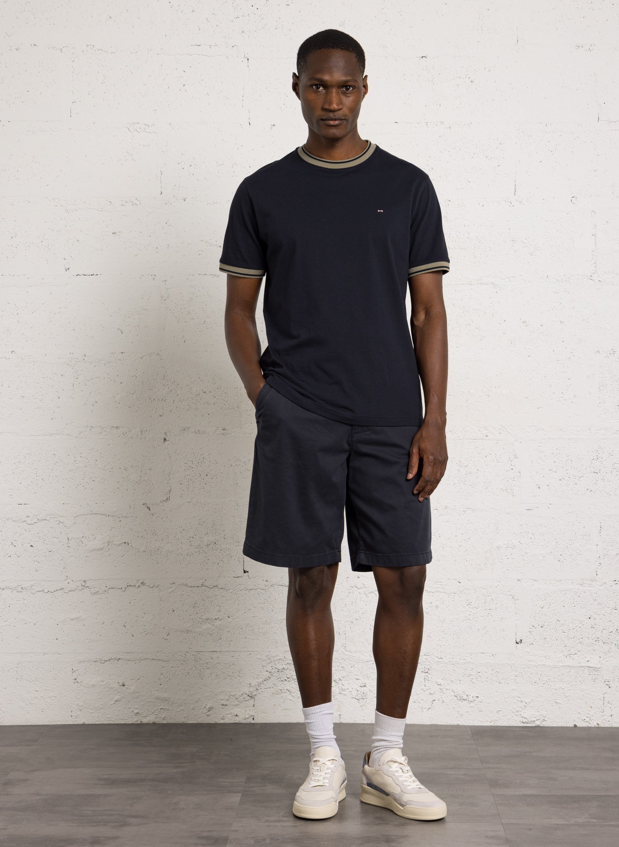 Tee-shirt col rond en coton mélangé EDEN PARK Beige