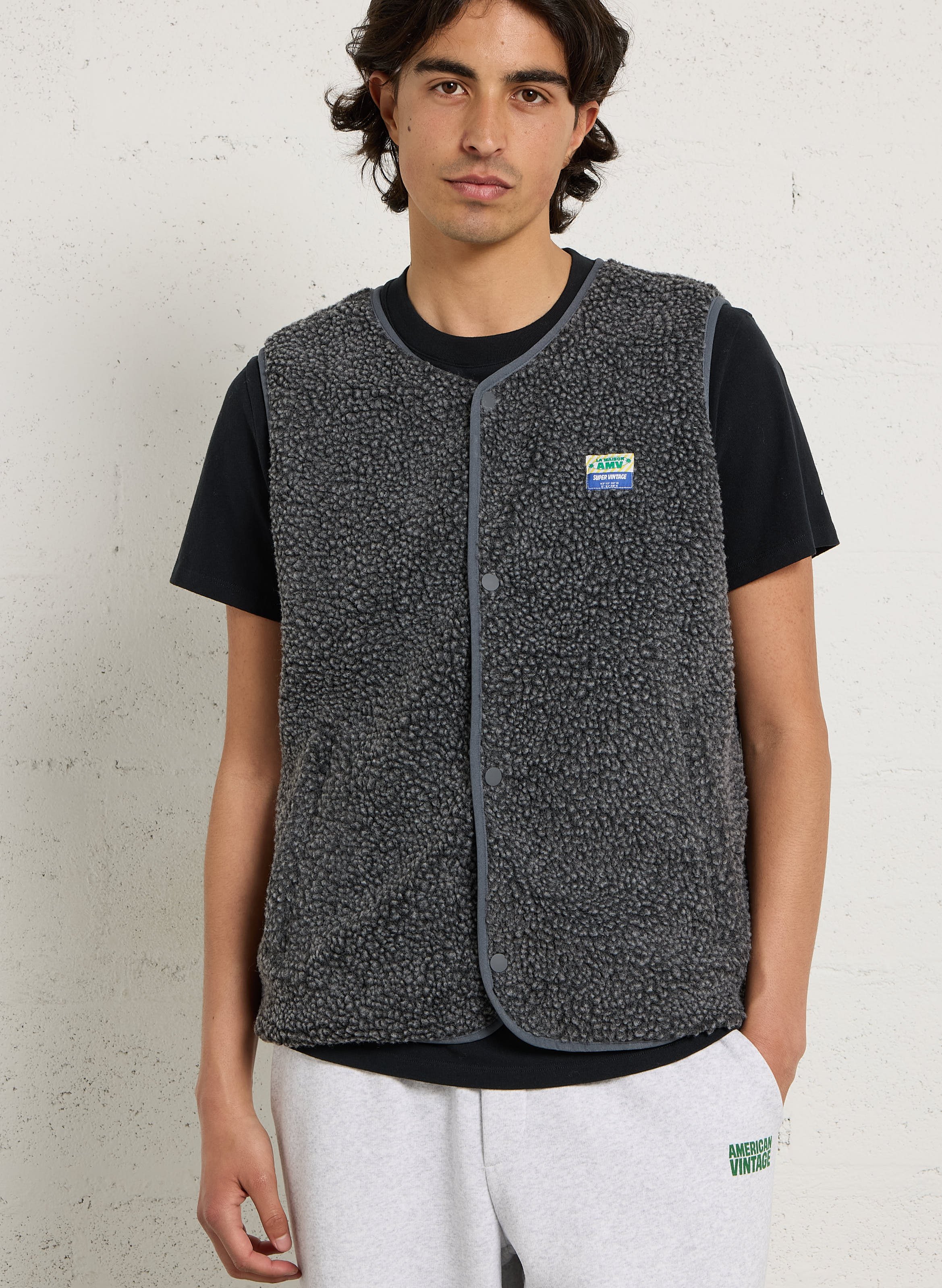 Sherpa-Jacke mit Rundhalskragen AMERICAN VINTAGE Grau