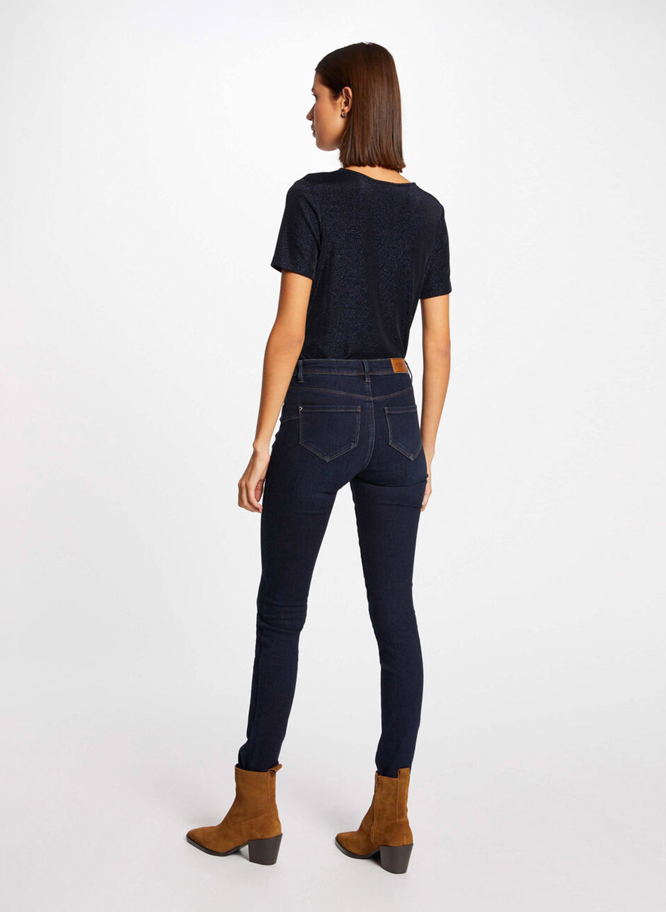 Glanzend T-shirt met V-hals MORGAN Blauw