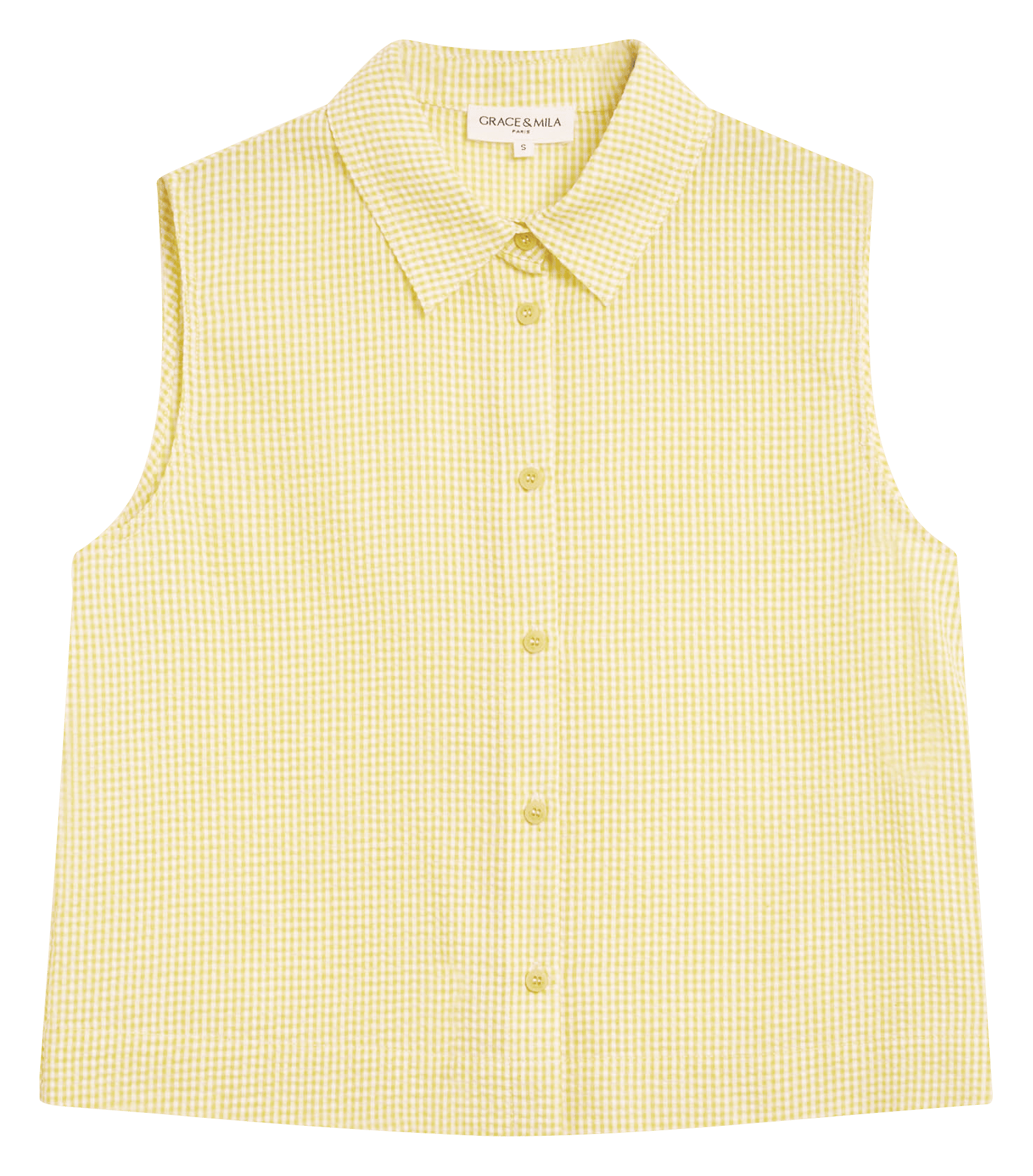 Chemise col classique manches contrastantes en coton GRACE ET MILA Yellow