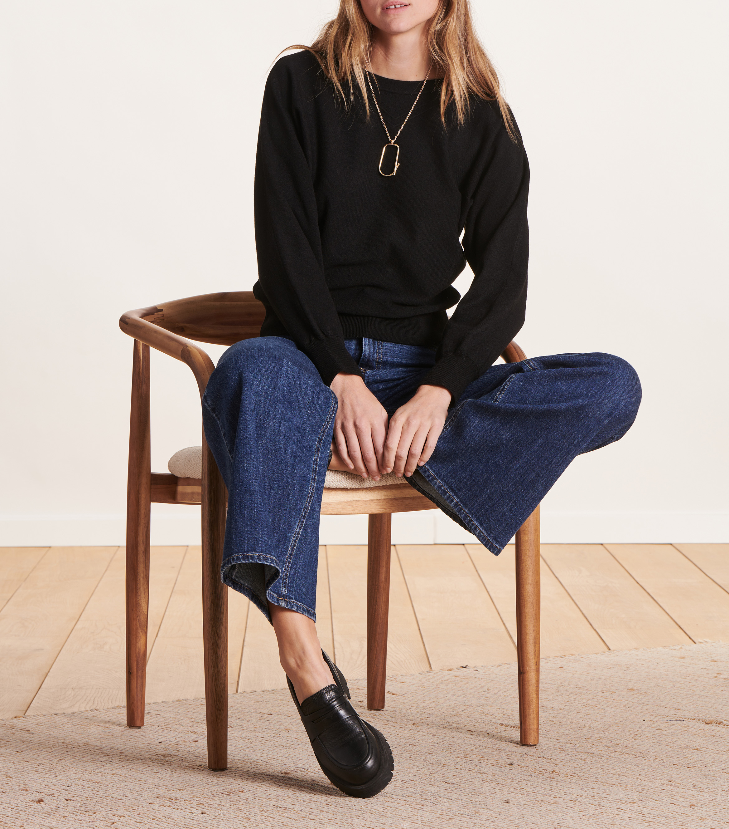 Gerader Strickpullover mit Rundhalsausschnitt LA FEE MARABOUTEE Schwarz