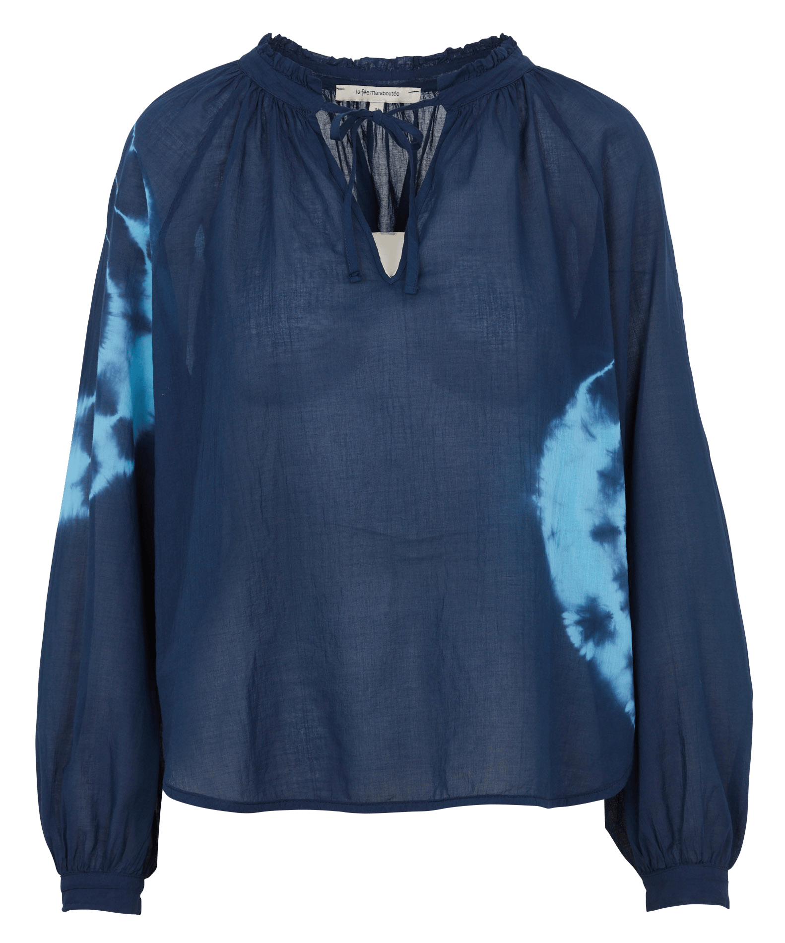 Blouse col tunisien en coton LA FEE MARABOUTEE Bleu