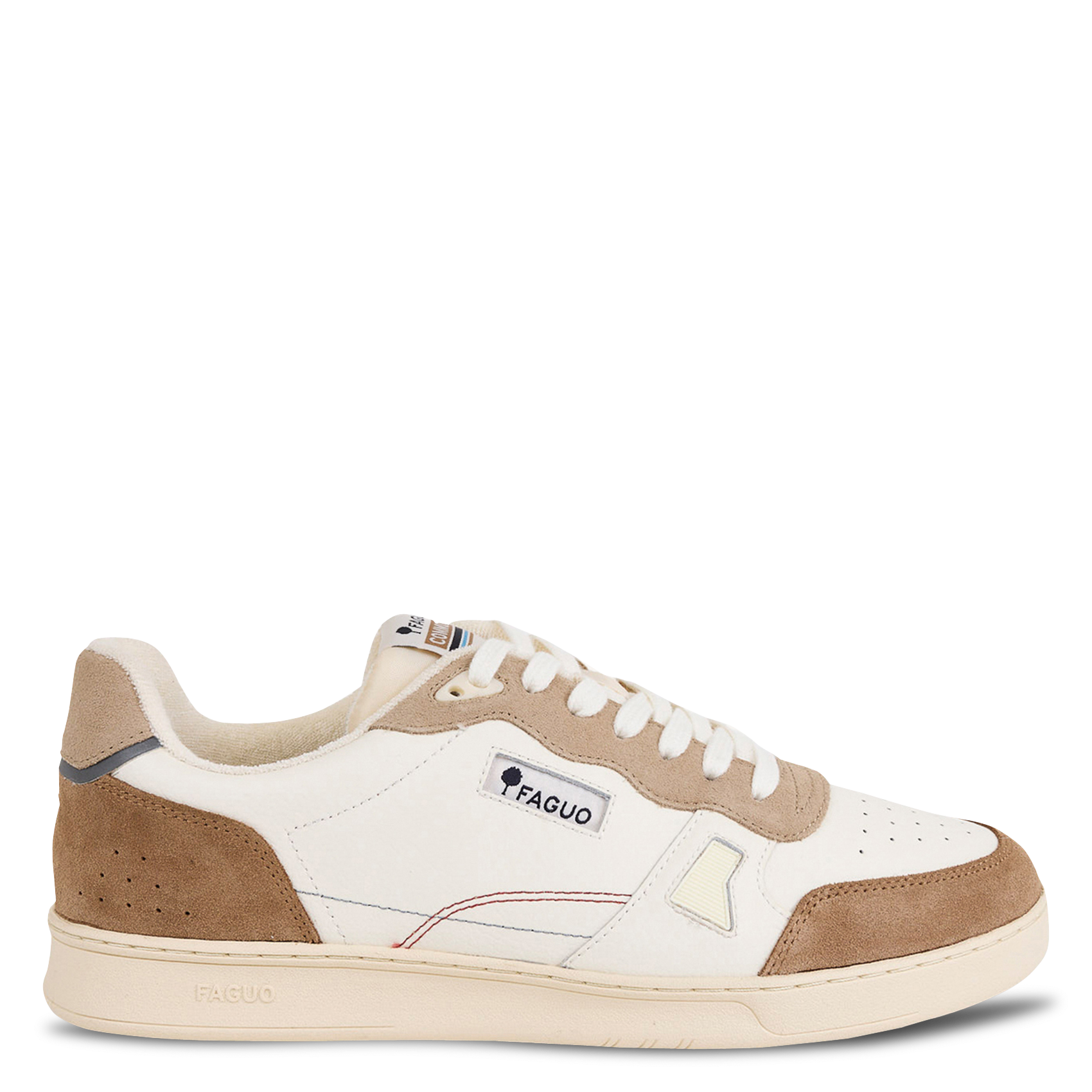 Lage, leren sneakers van twee materialen FAGUO Beige