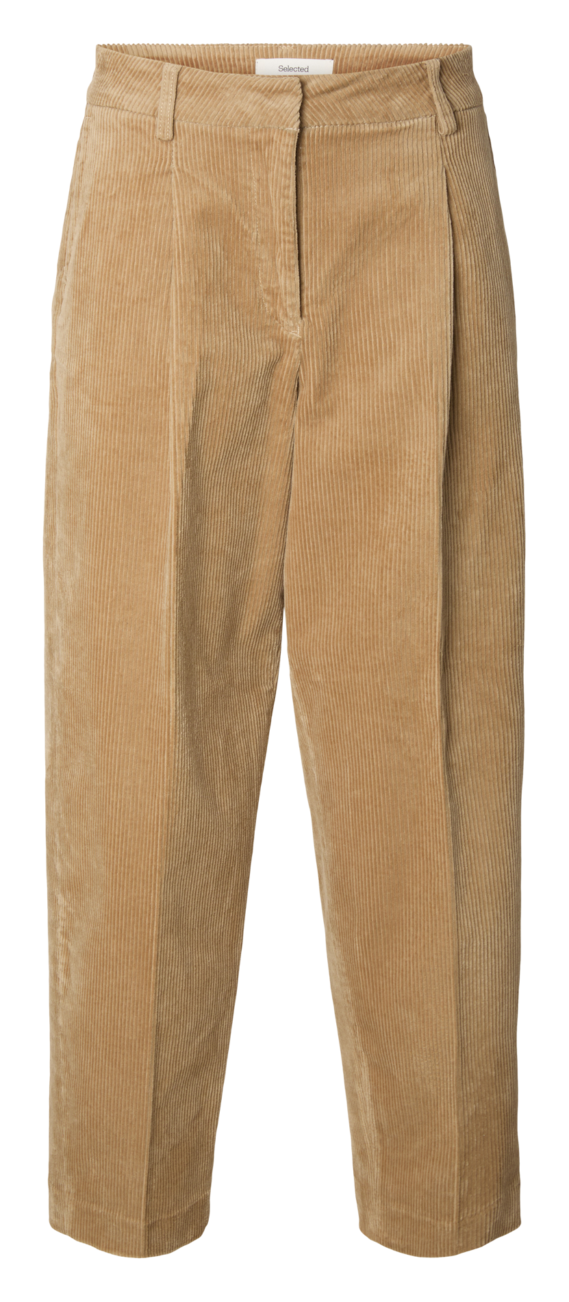 Hose mit Bundfalten aus Cordstoff in Baumwollmischung SELECTED Beige