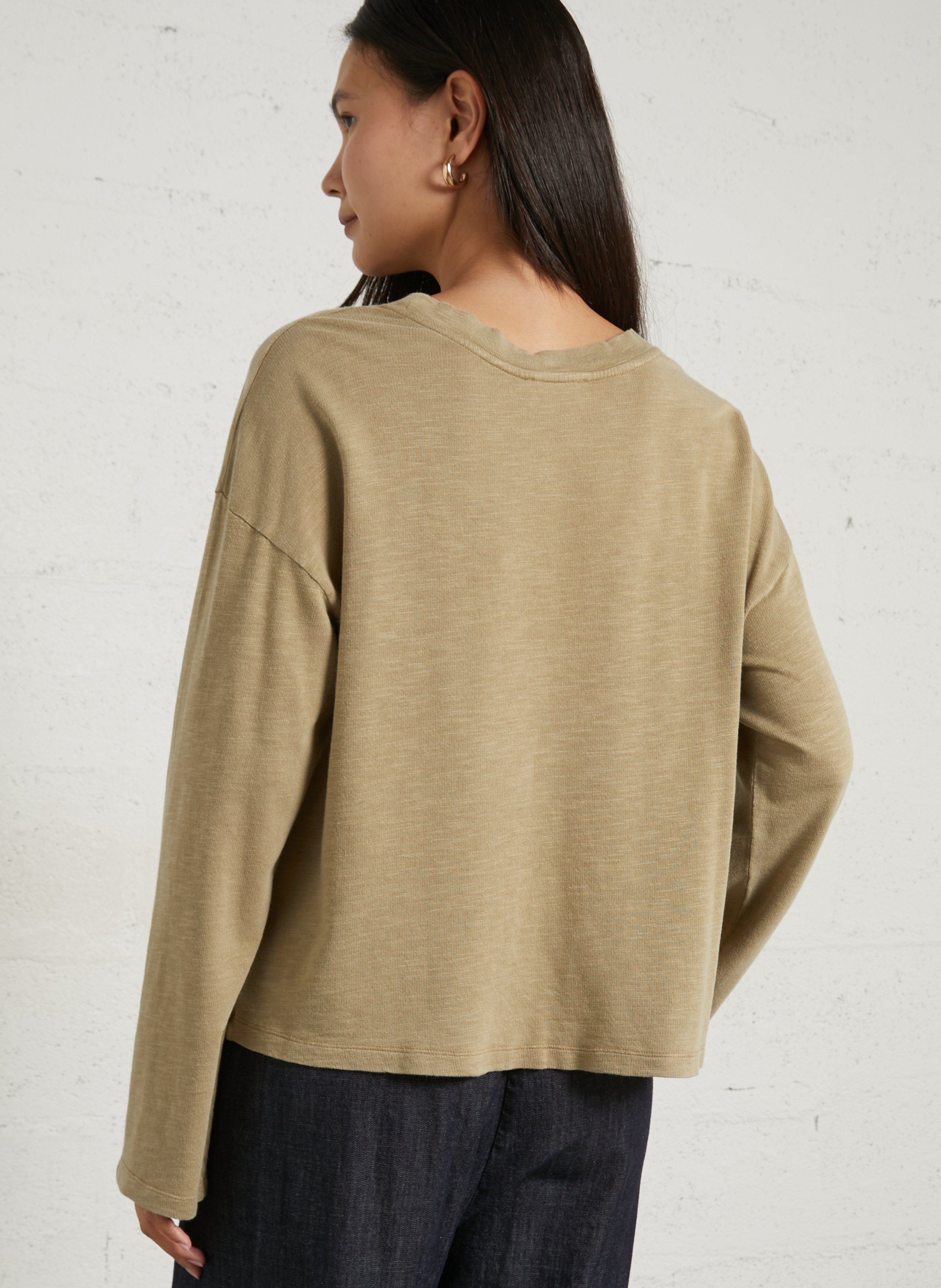 Tee-shirt manches longues court ample AMERICAN VINTAGE Vert