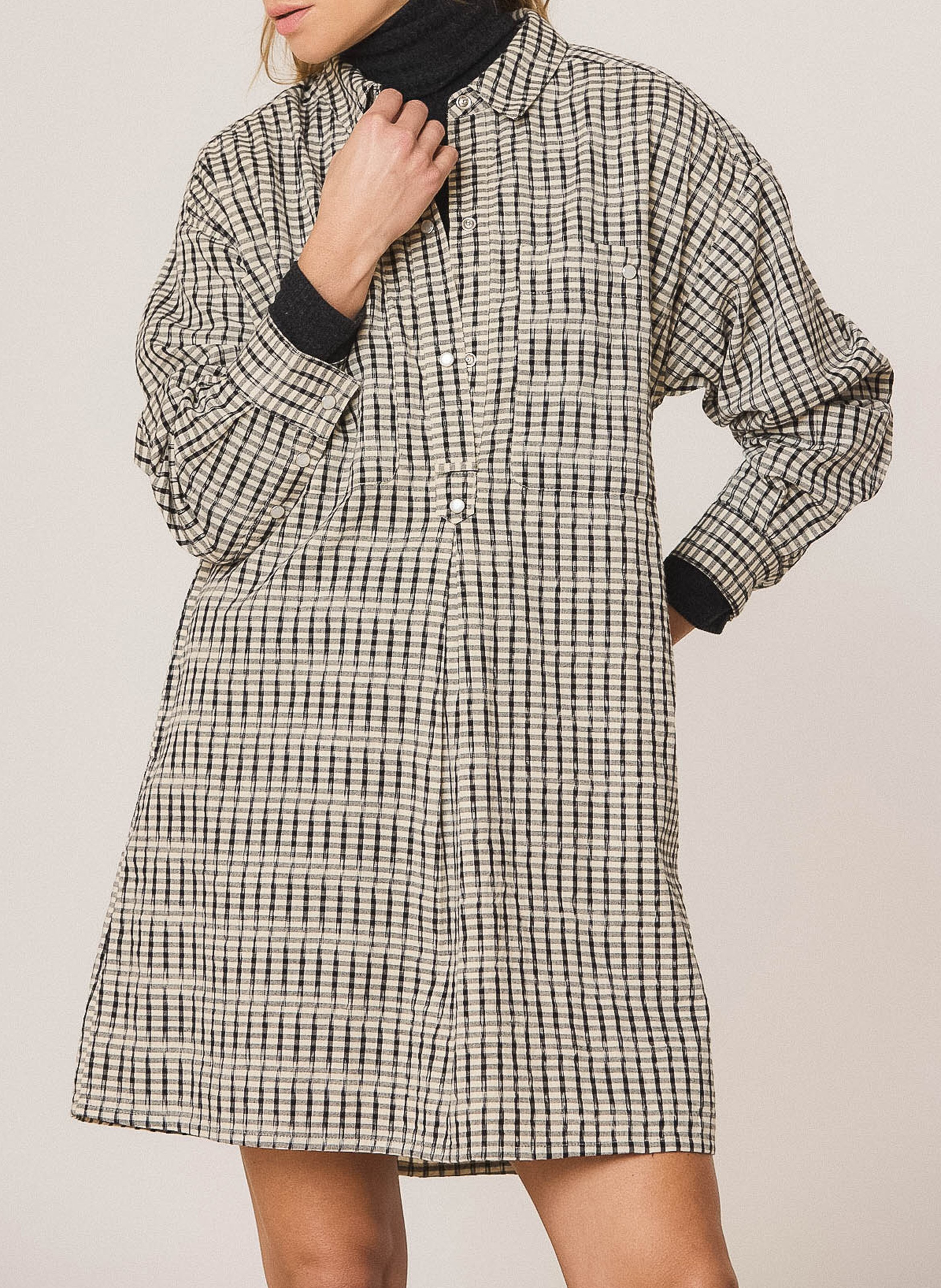 Robe courte col polo en coton INDI & COLD Noir