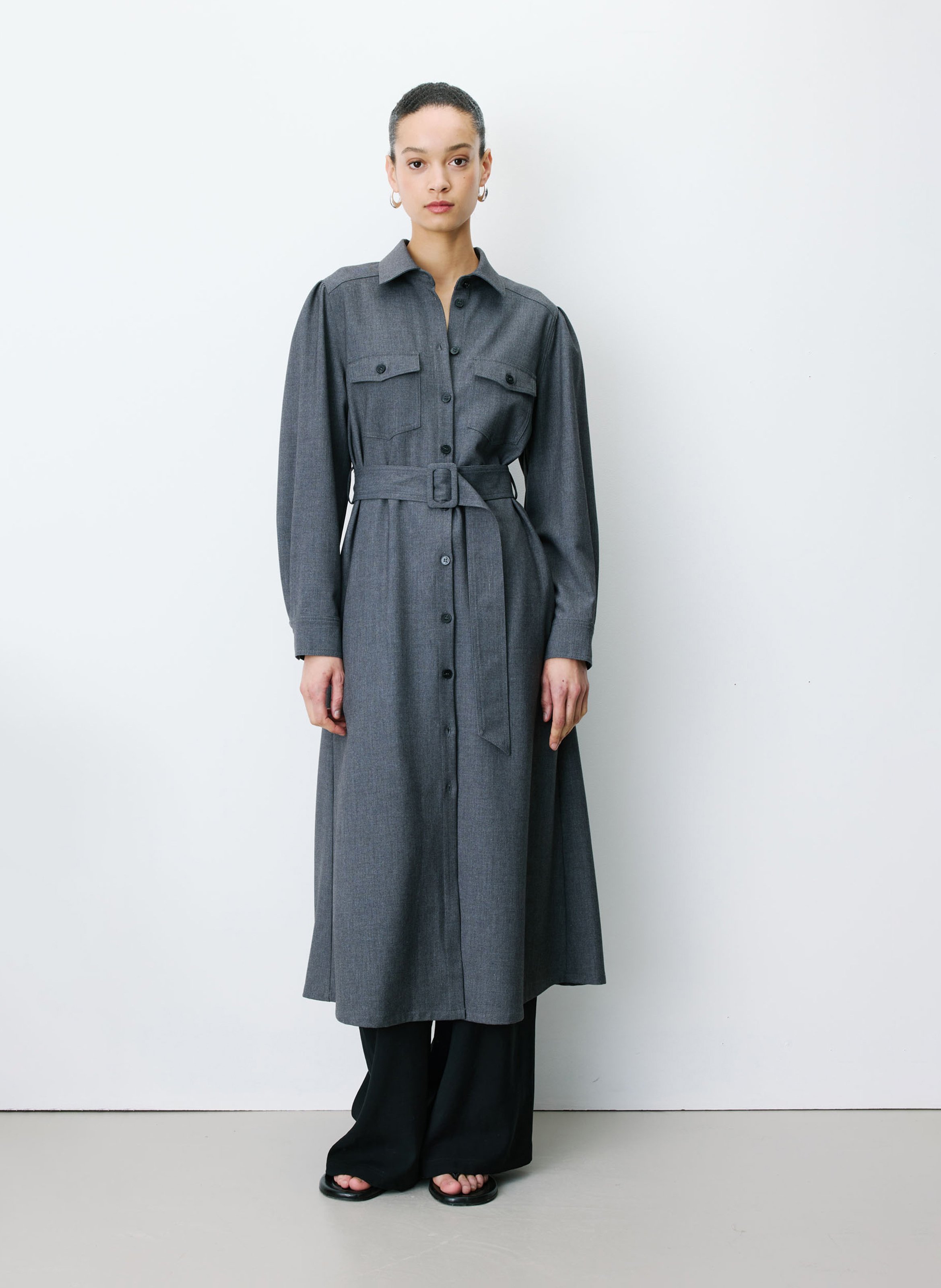 Robe longue col classique GRACE ET MILA Noir