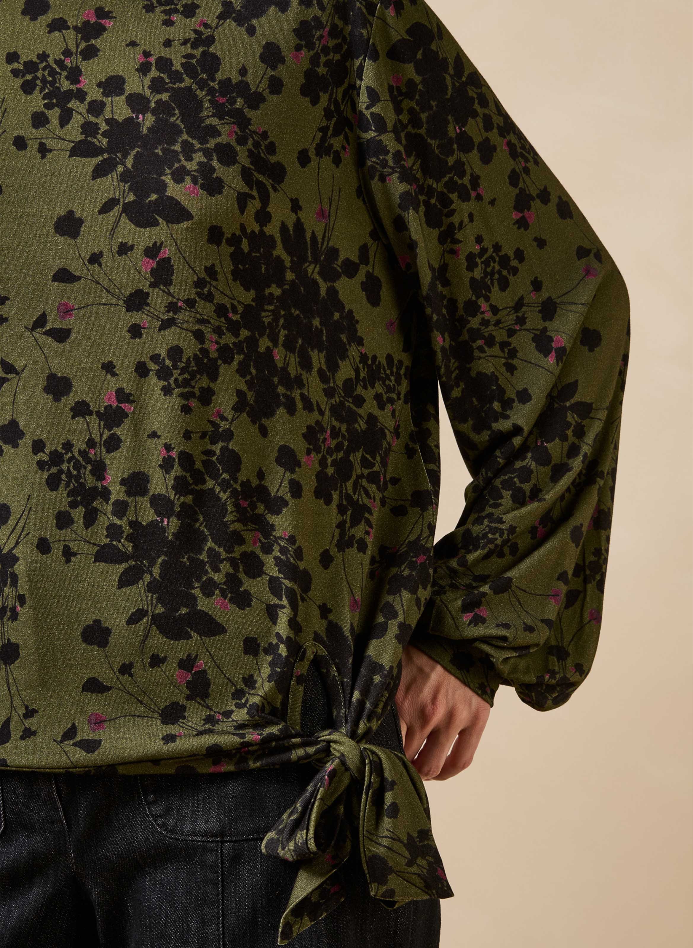 Bedrukt T-shirt met strikje LA FEE MARABOUTEE Groen