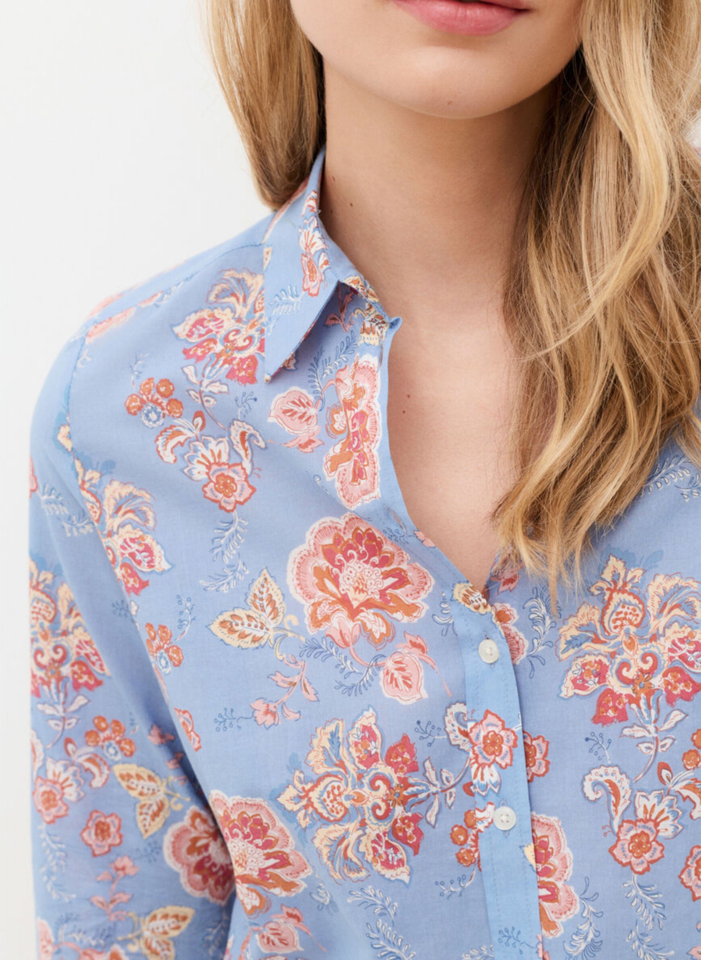 Chemise droite à motifs en coton CAROLL Multicolore