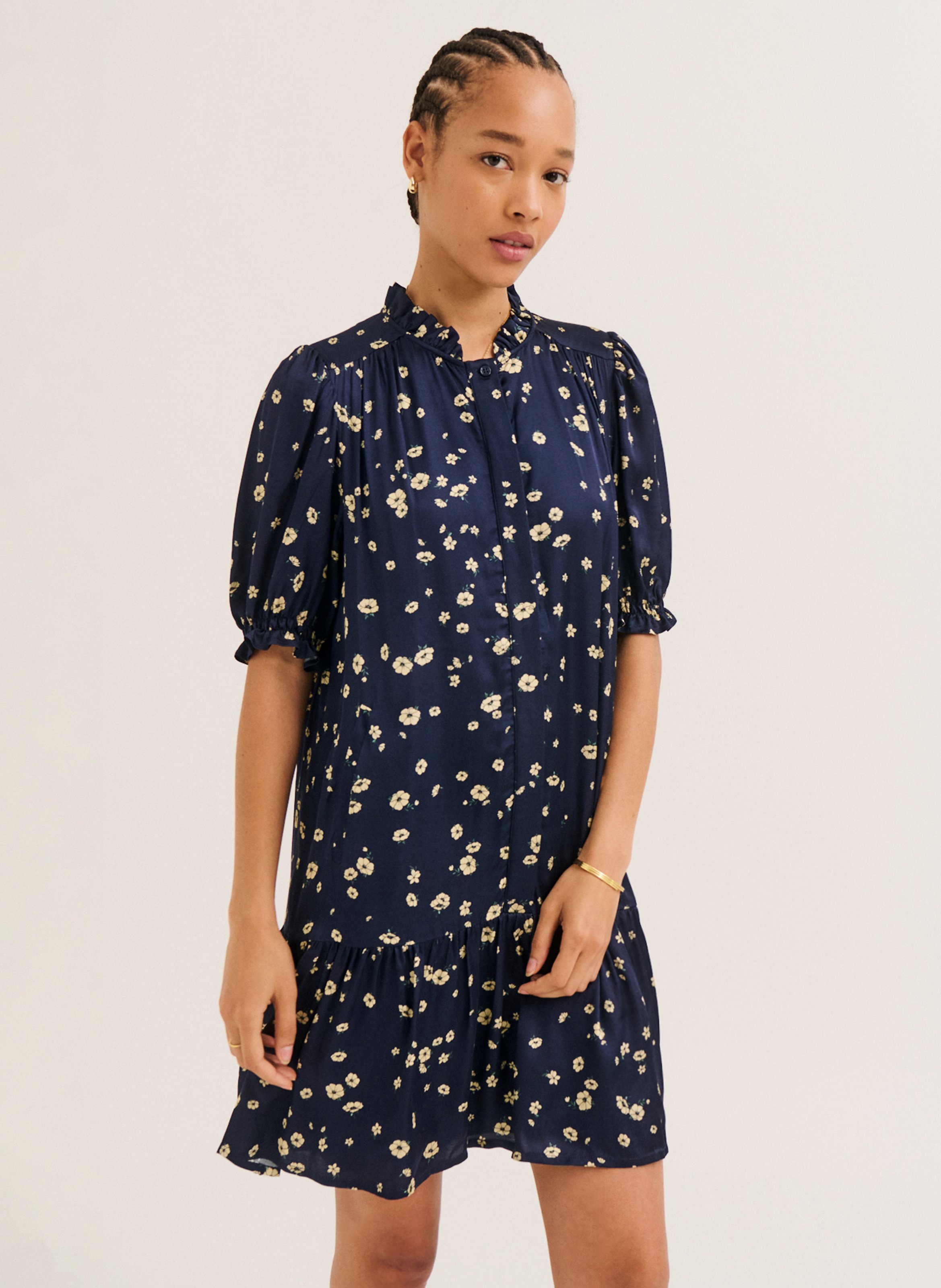 Ausgestelltes Kurzkleid mit Print PABLO Blau