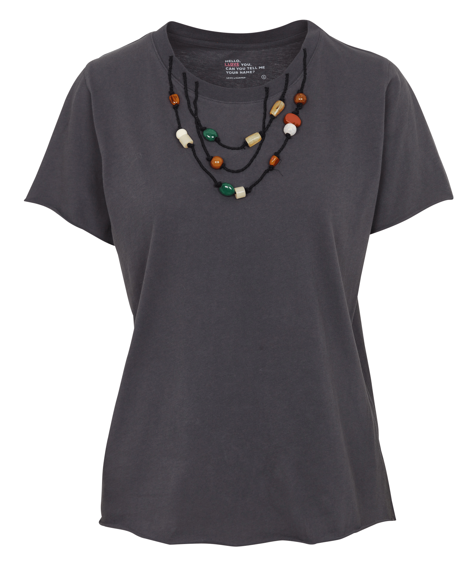 Tee-shirt à perles brodées en coton bio LEON & HARPER