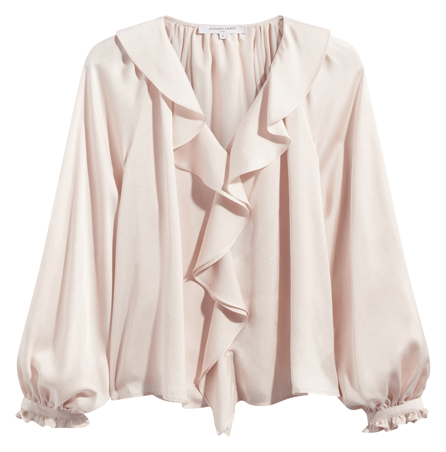 Chemisier ample col v à volants satiné GERARD DAREL Beige