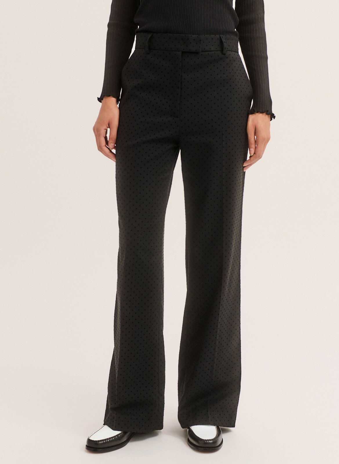 Wide-leg spotted trousers PABLO Black