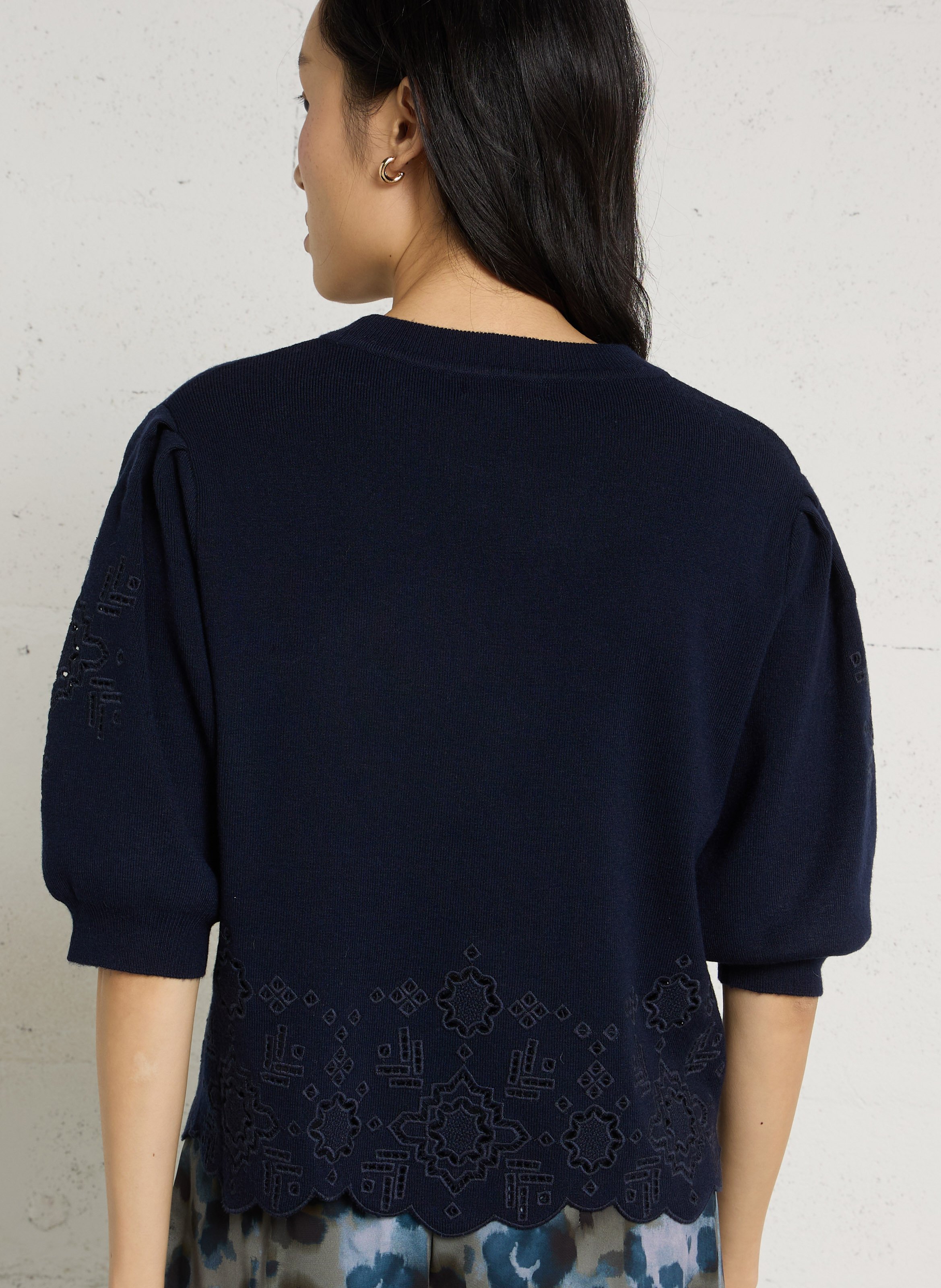 Gerade geschnittenes T-Shirt mit kurzen Ärmeln SUNCOO Blau