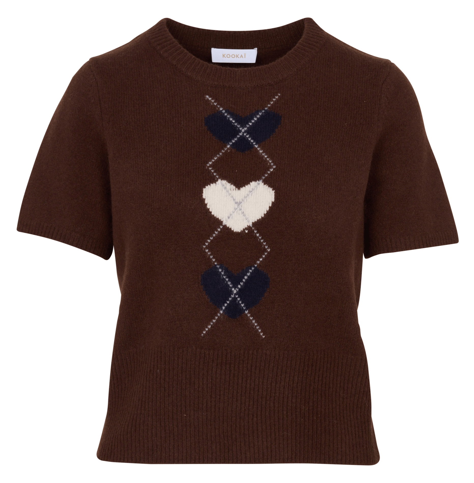 Wollen trui met ronde hals en print KOOKAI Bruin