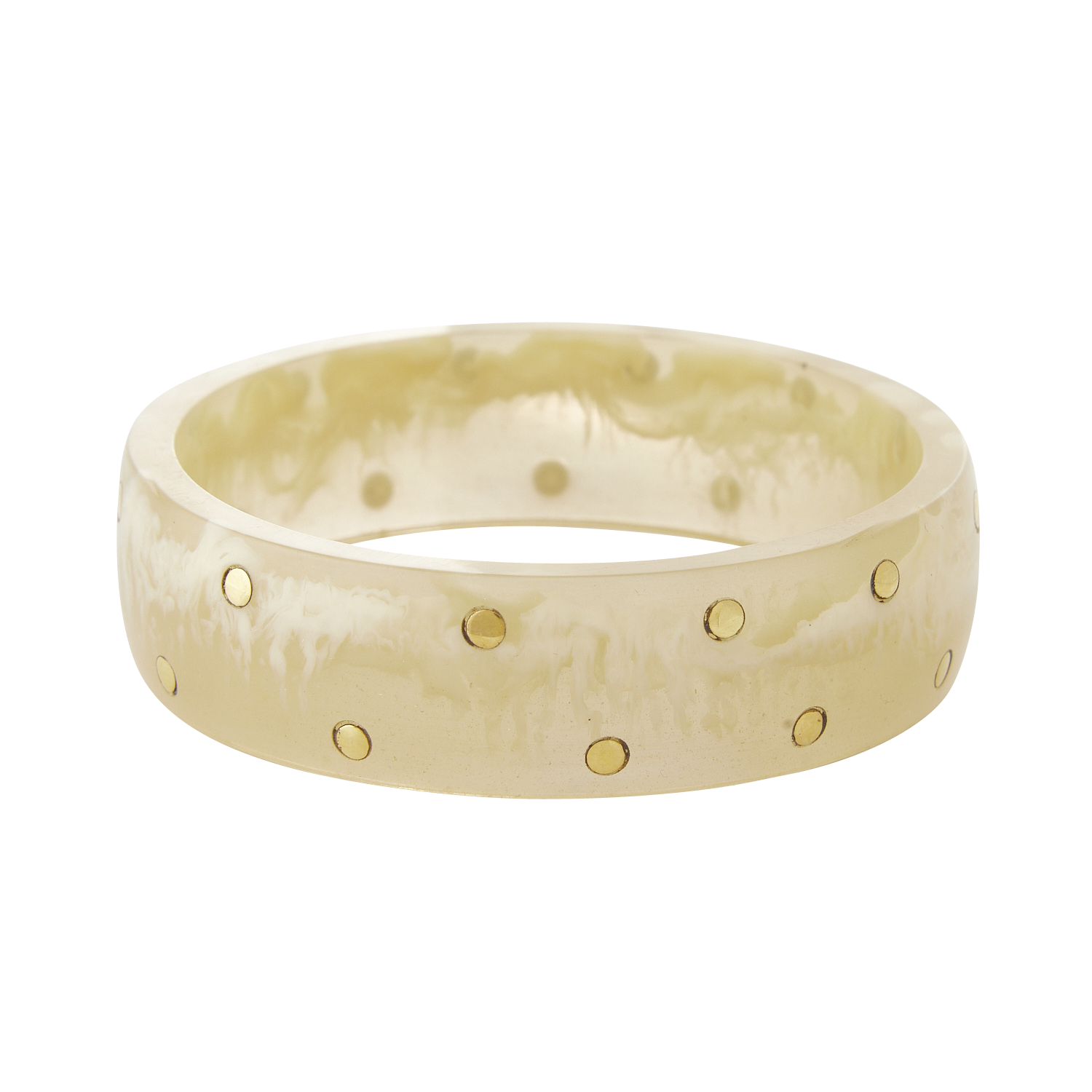 Brazalete de cuerno con lunares de metal dorado FEEKA Beige