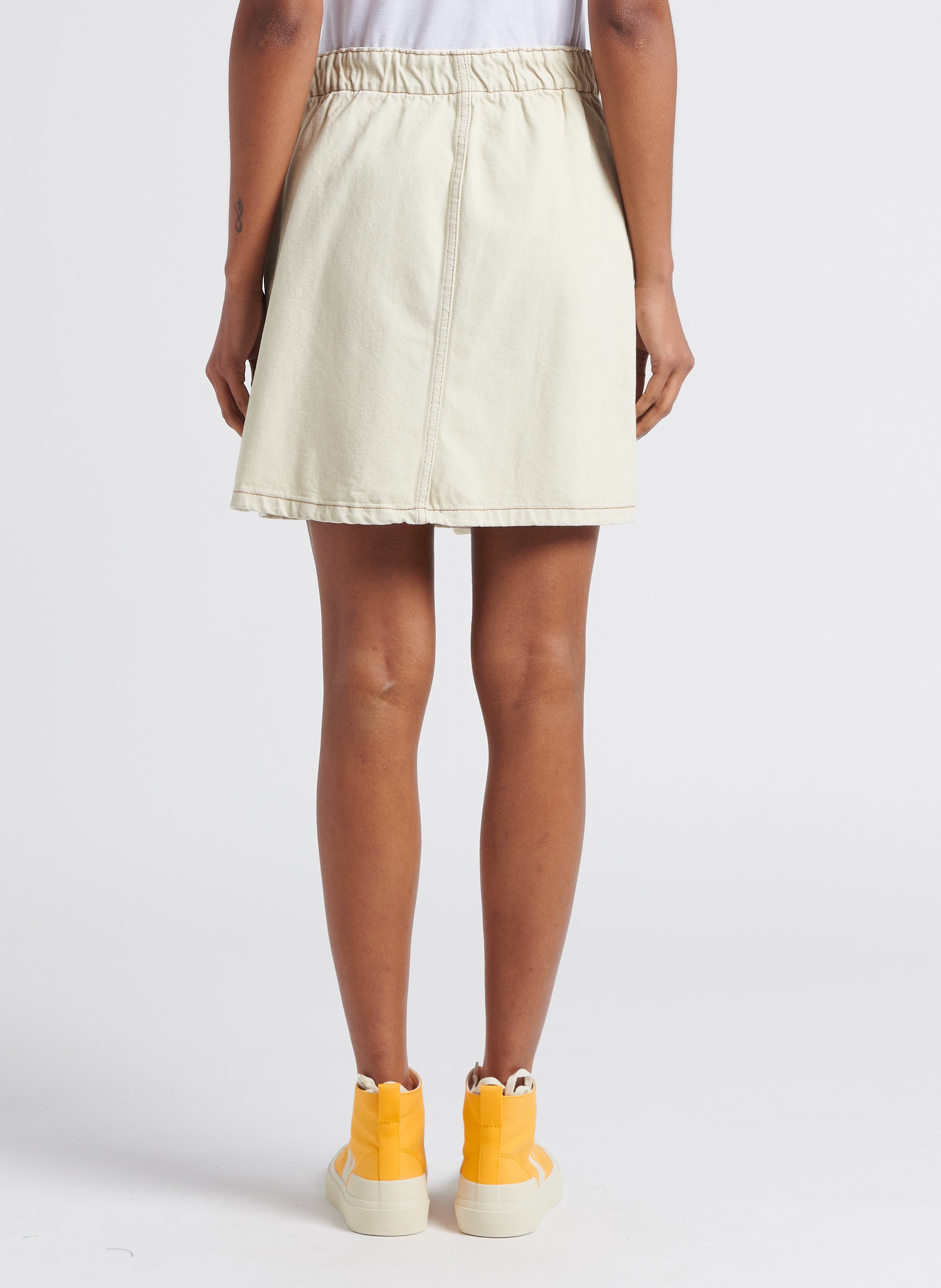 Jupe courte trapèze en coton  VILA Beige