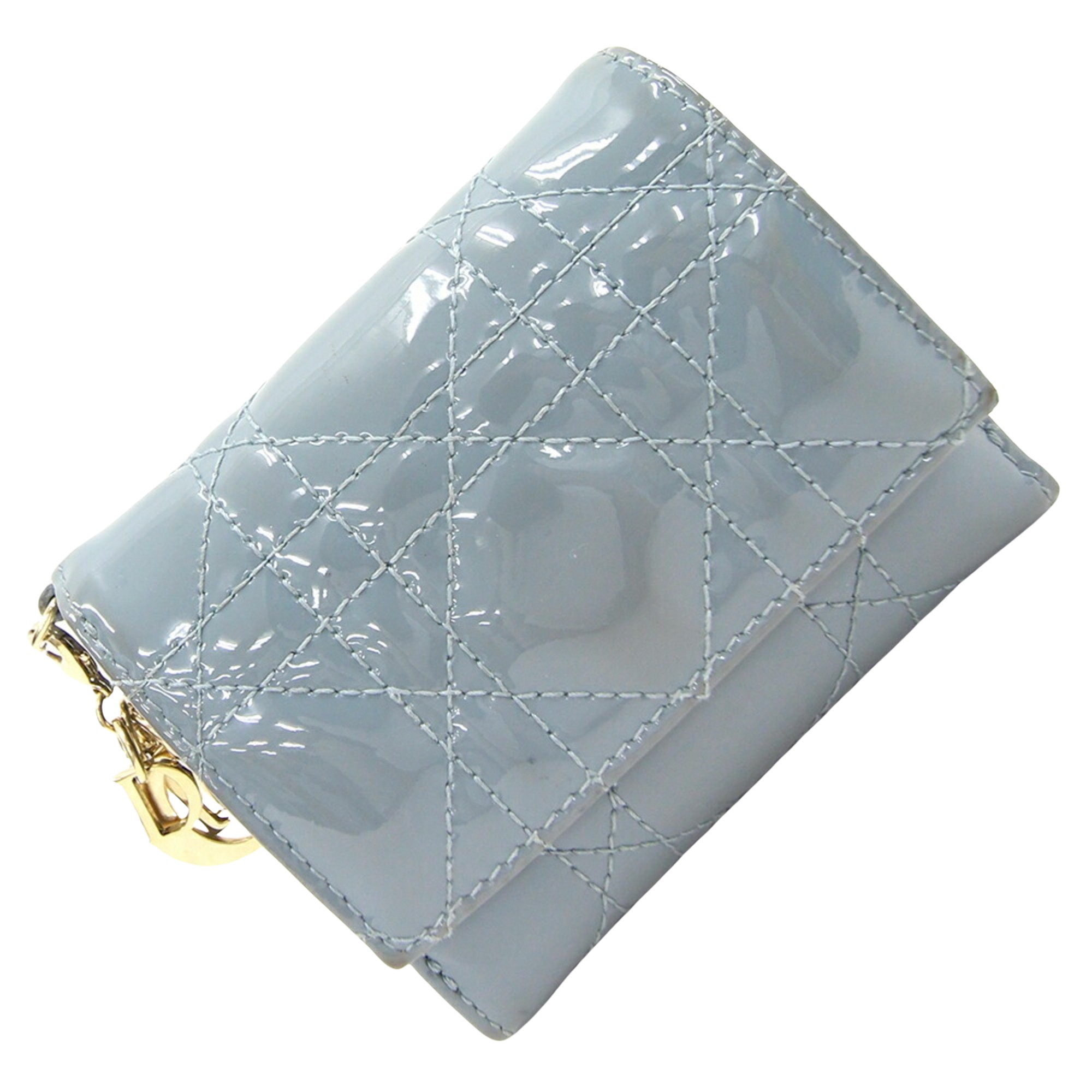 Portefeuille Lady Dior Bleu Dior Seconde Main Femme Place