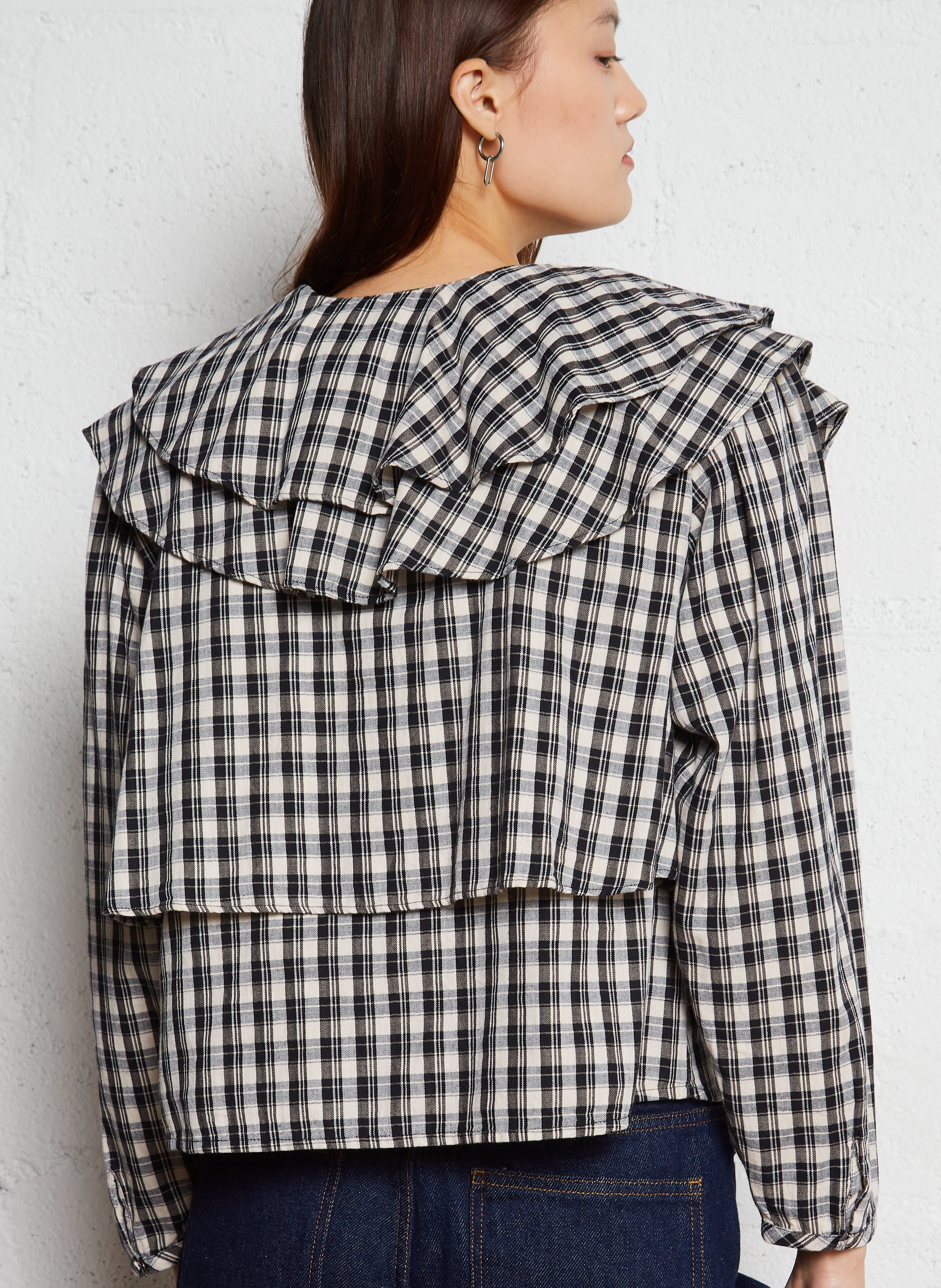 Straight round neck cotton shirt BELLEPIECE Black