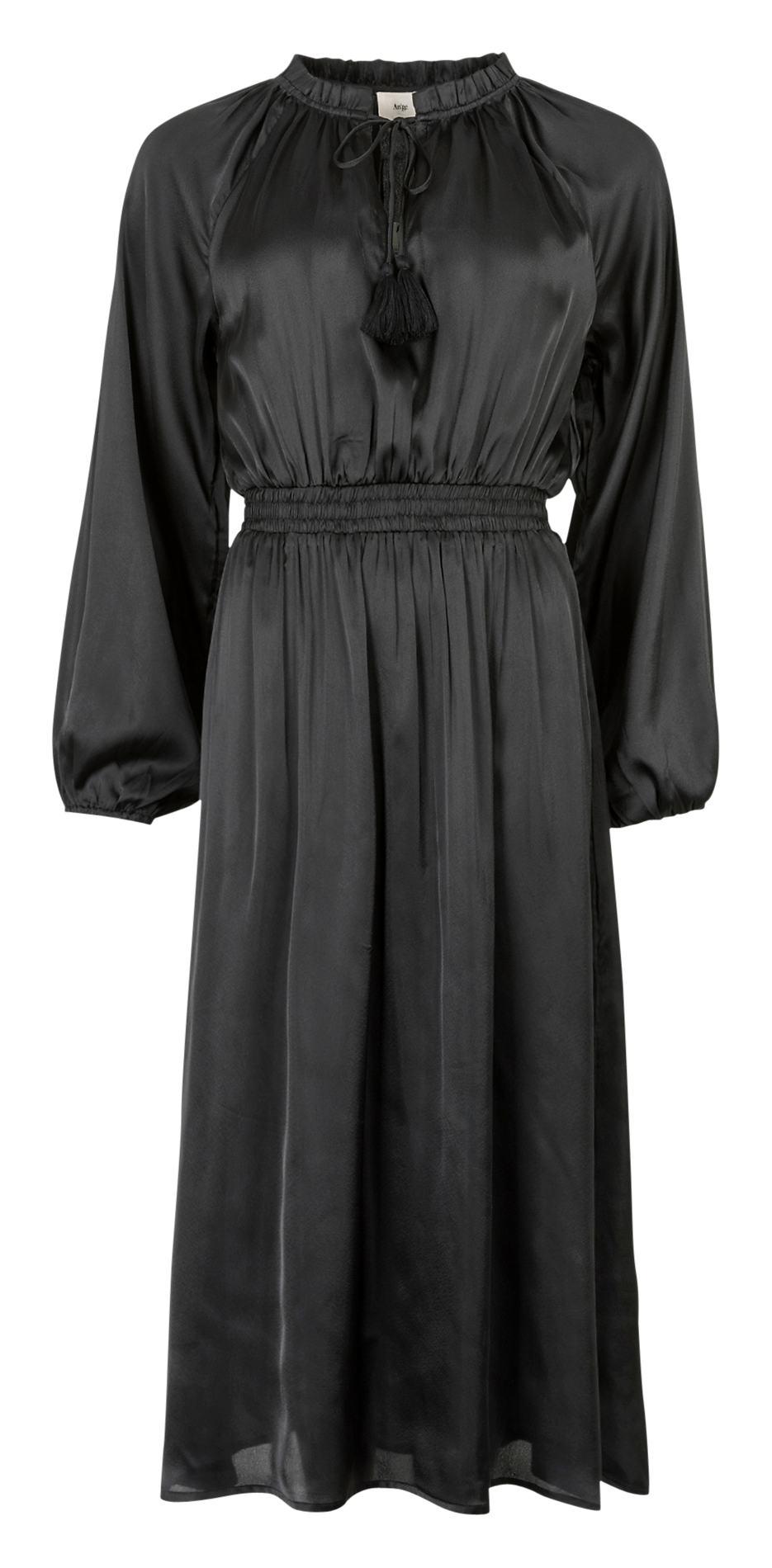 Midi-Kleid mit Knotenkragen AN'GE Schwarz