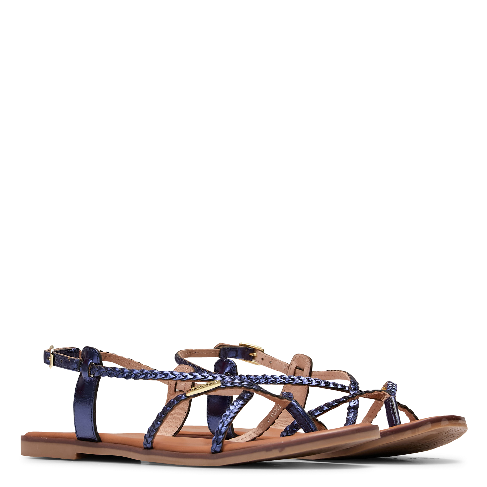 Flat metallic leather sandals LES TROPEZIENNES PAR M.BELARBI Blue