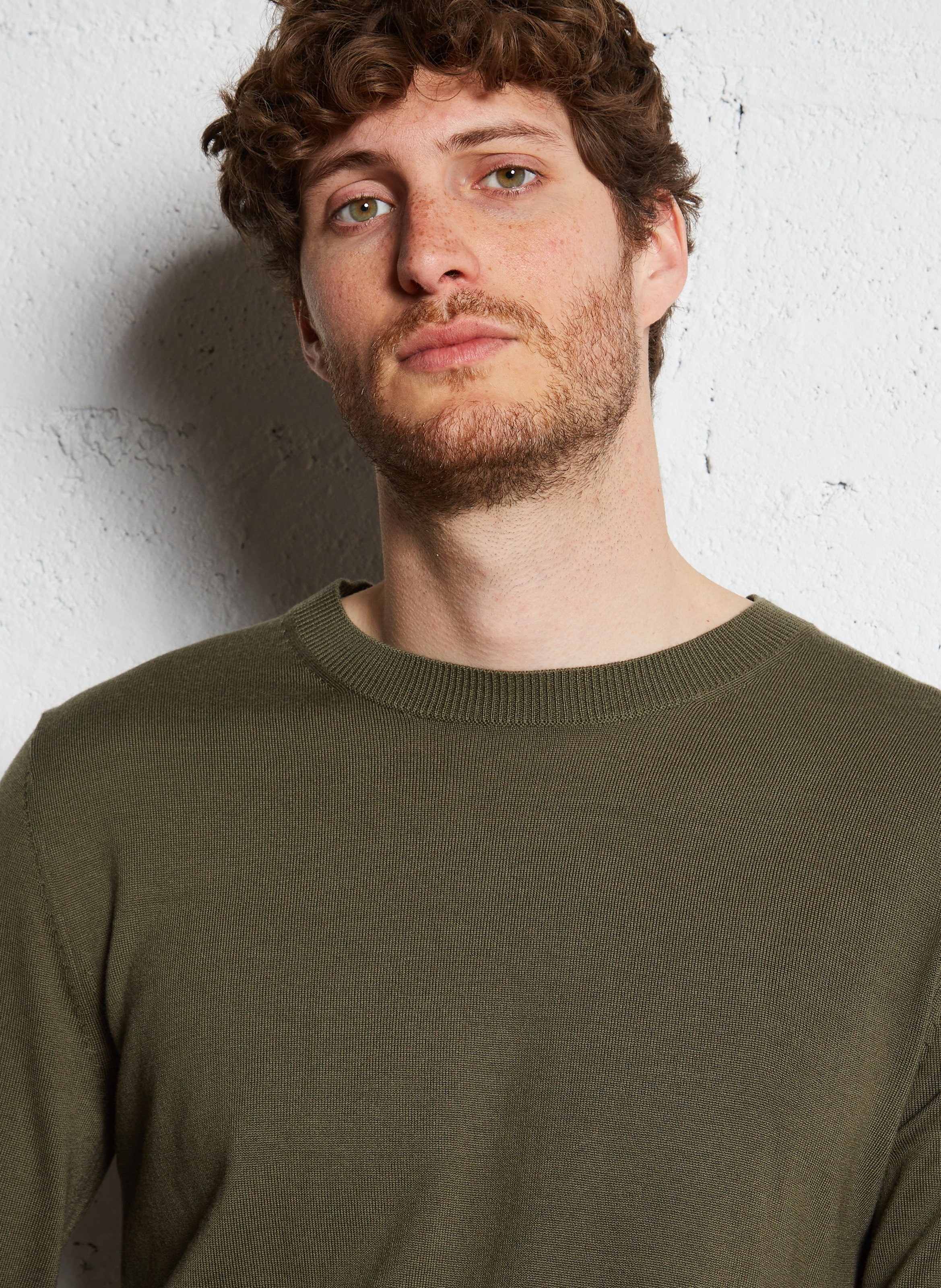 Regular-fit round-neck wool sweater AU PRINTEMPS PARIS Khaki