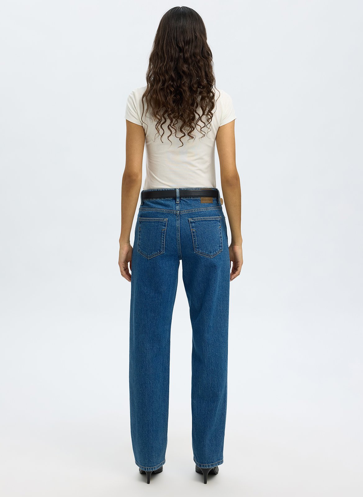 Jean droit en coton bio mélangé SELECTED Bleu