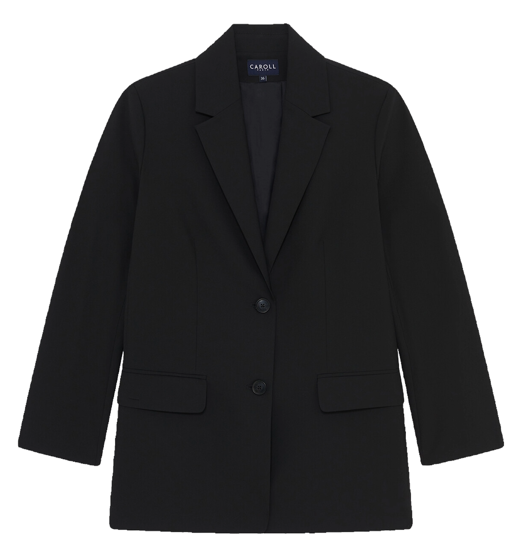 Cotton-blend cardigan with tailored collar CAROLL Black