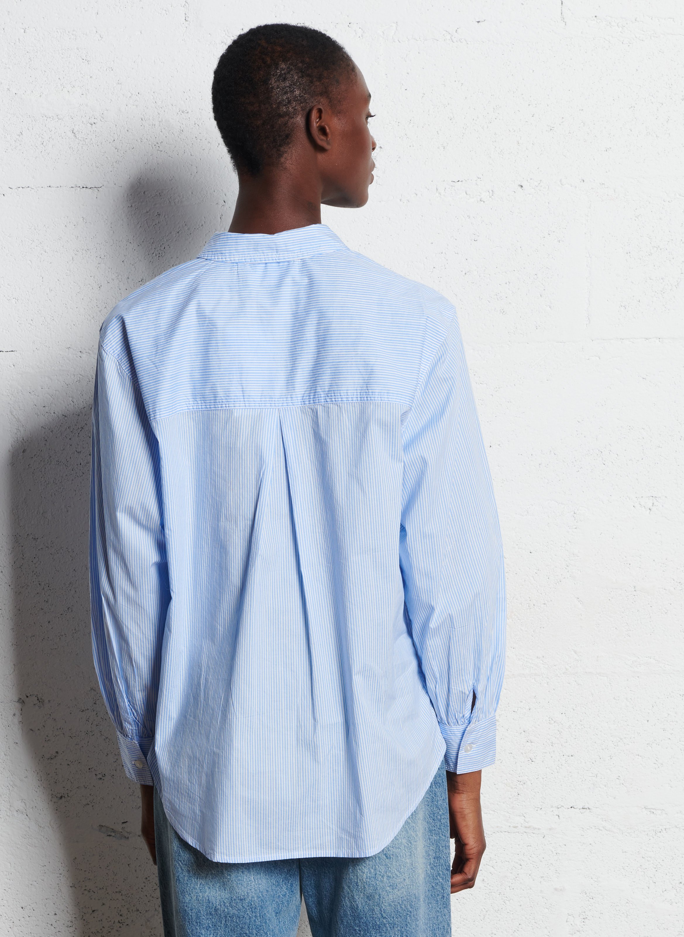 Chemise droite à rayures en coton bio FABIENNE CHAPOT Bleu