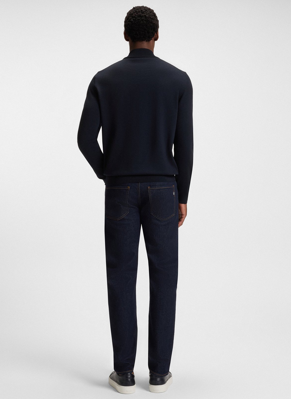 Zip-up high-neck wool sweater BOSS Blue
