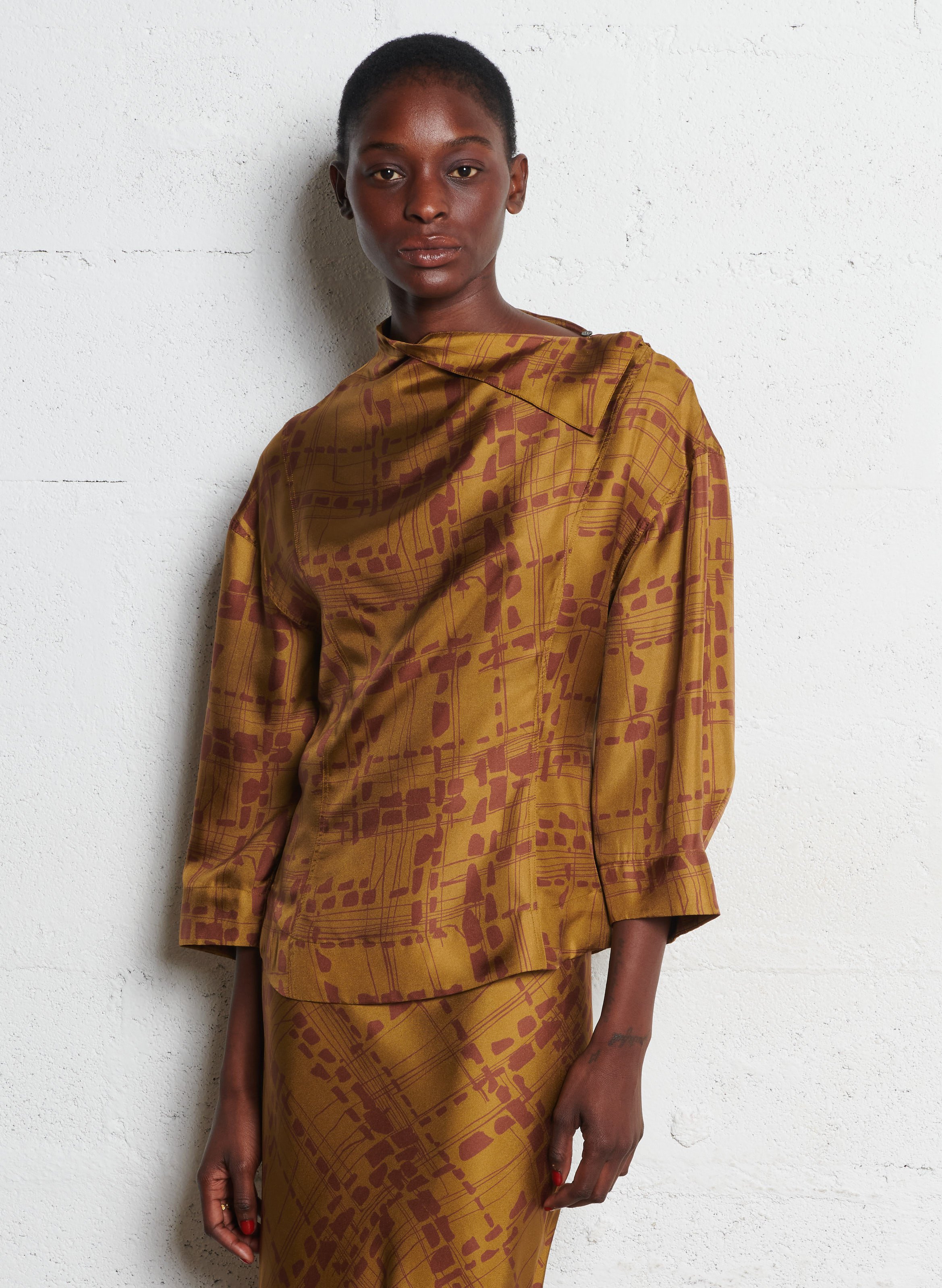 Fitted silk printed top SOEUR Multicolored