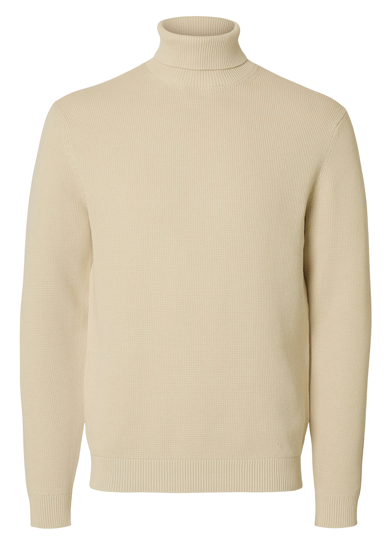 Straight fit organic cotton turtleneck undershirt SELECTED Beige