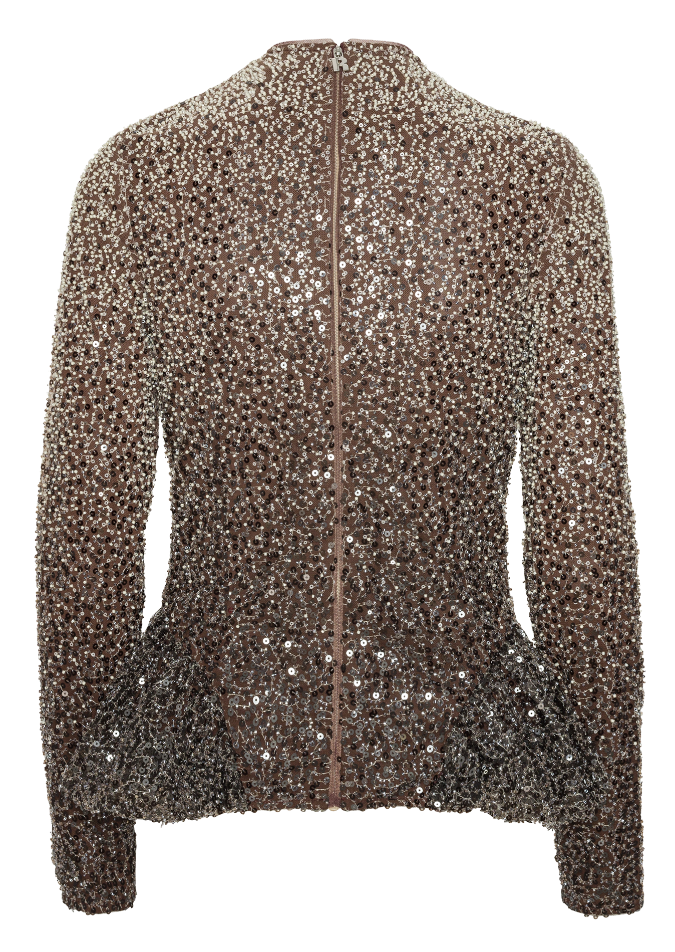 Fitted high-neck top in recycled fibers ROTATE Brown