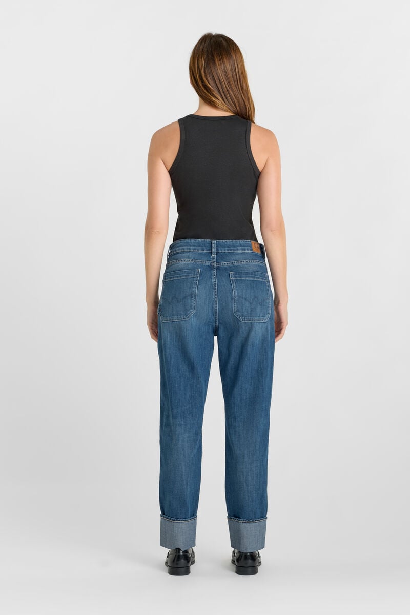 Loose, oversized girlfriend high-waisted jeans, length 34 LE TEMPS DES CERISES Blue