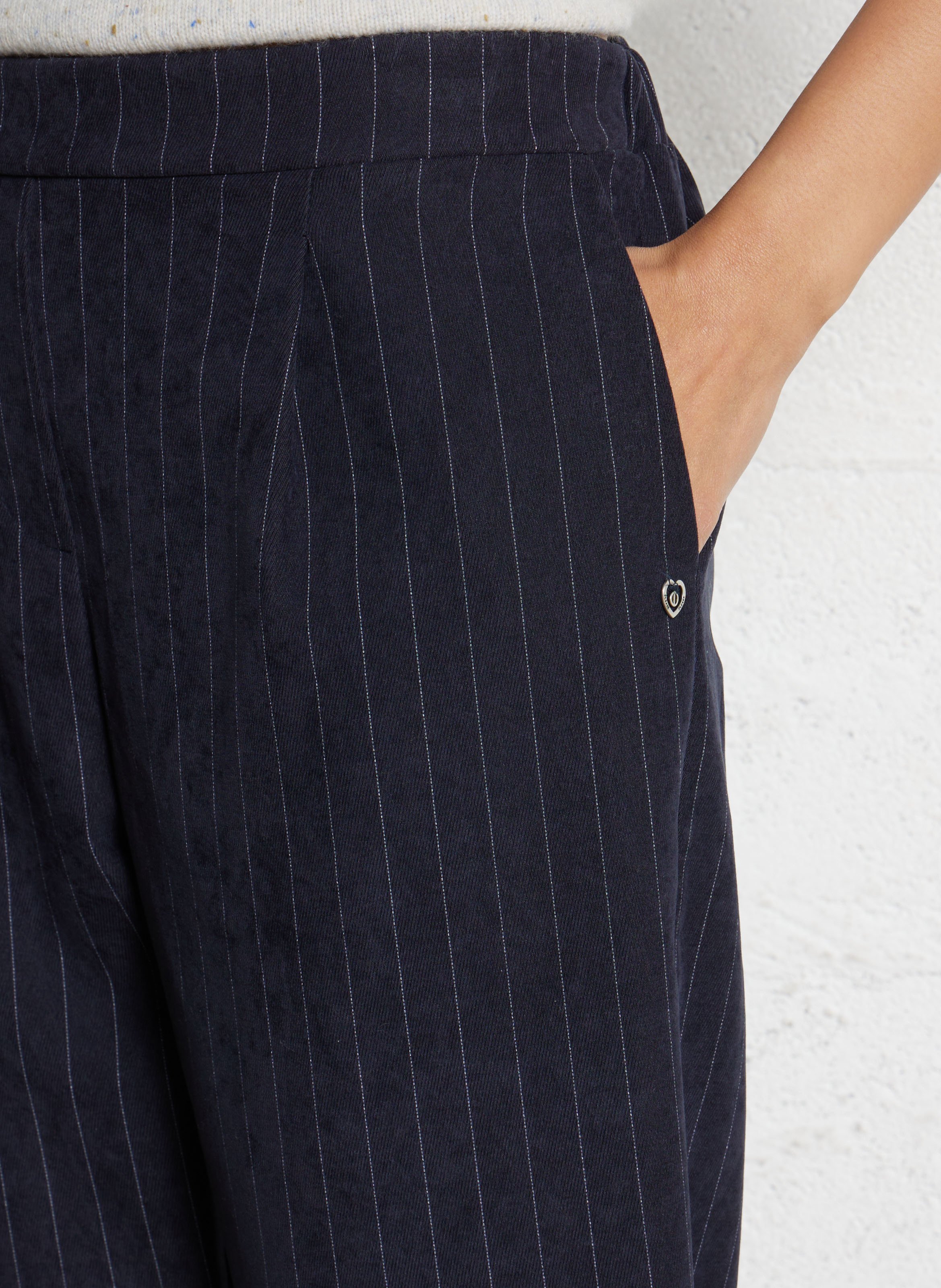 Pantaloln droit en velours PLEASE Bleu