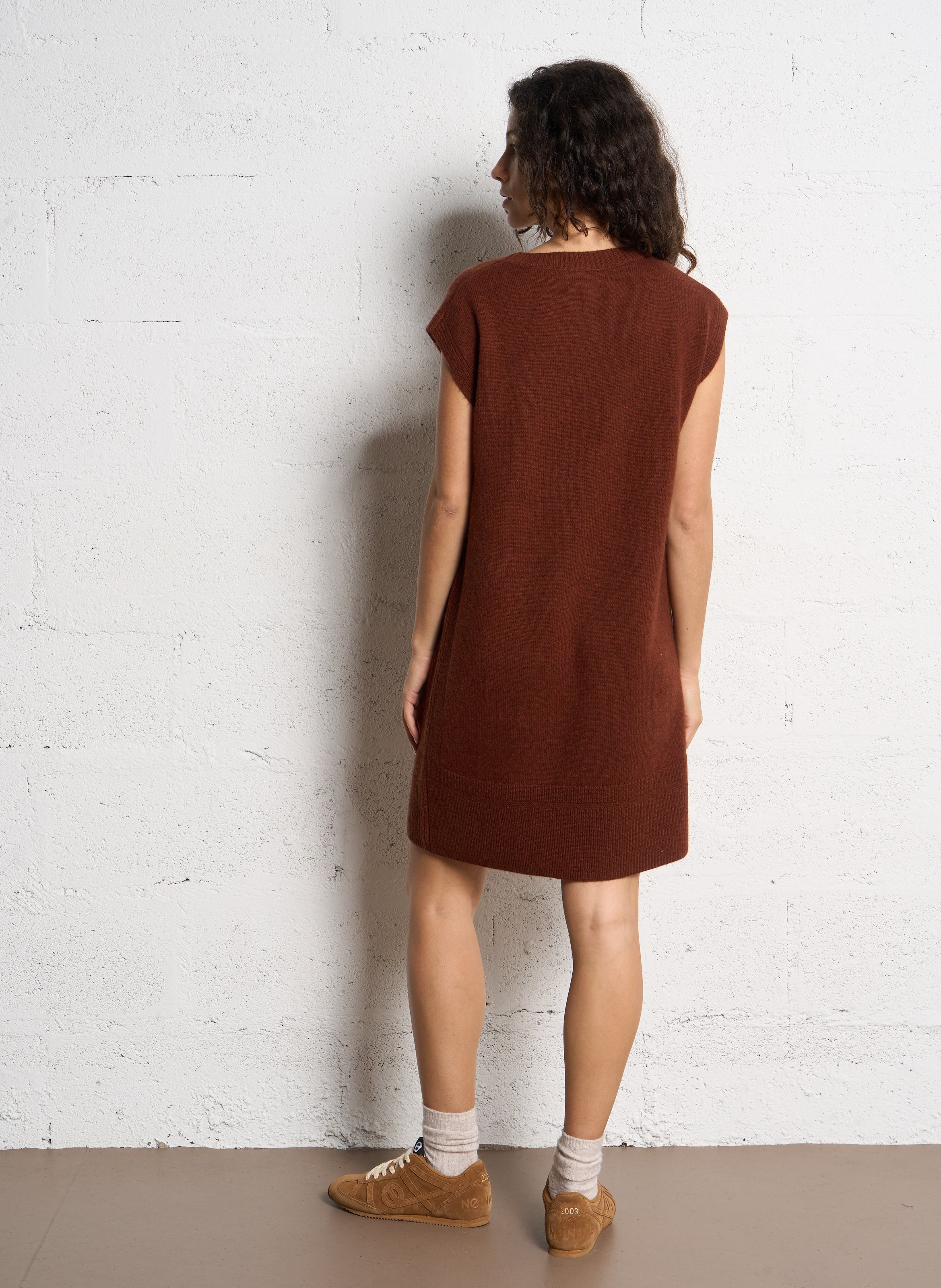 Short round-neck wool dress MAISON 123 Red